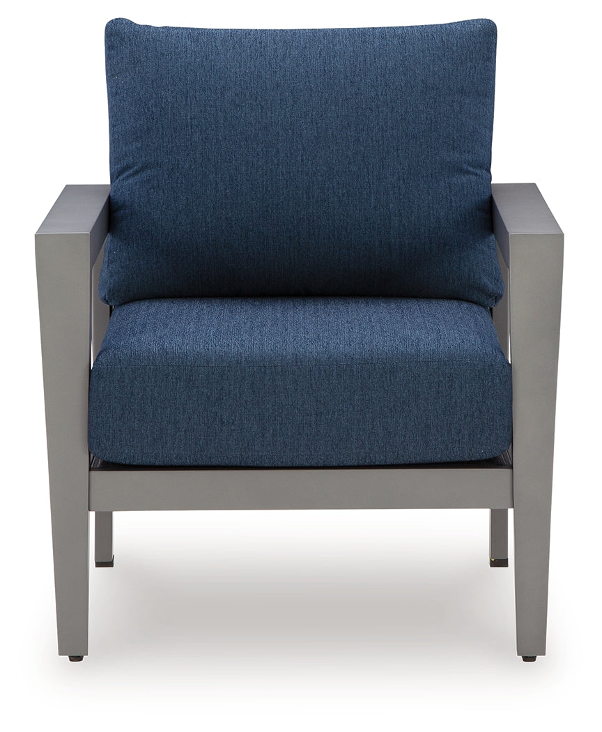 Gali Gray/Blue Outdoor Sofa/Chairs/Table Set (Set of 4) - Ornate Home