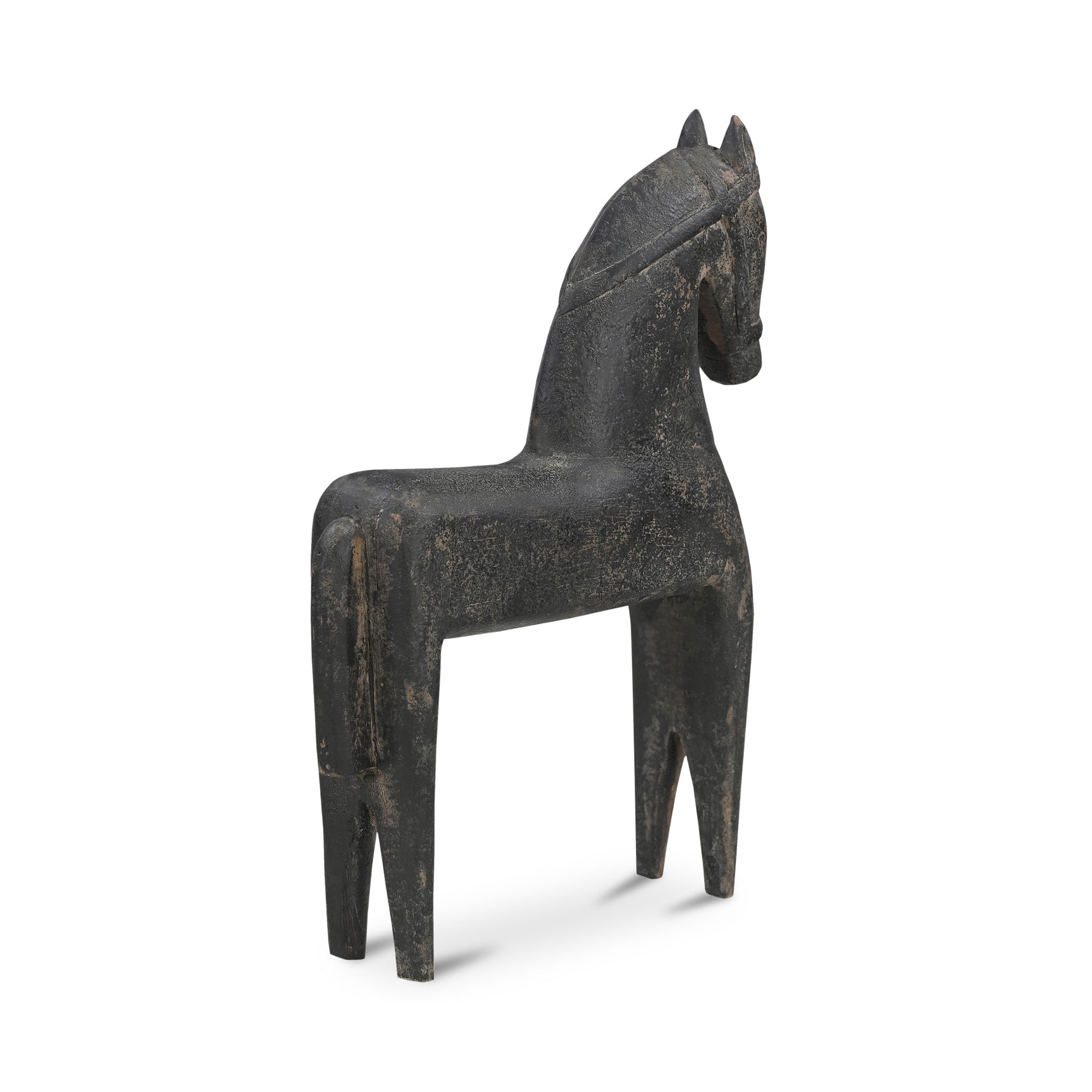 Gallant Black Wooden Sculpture - Ornate Home