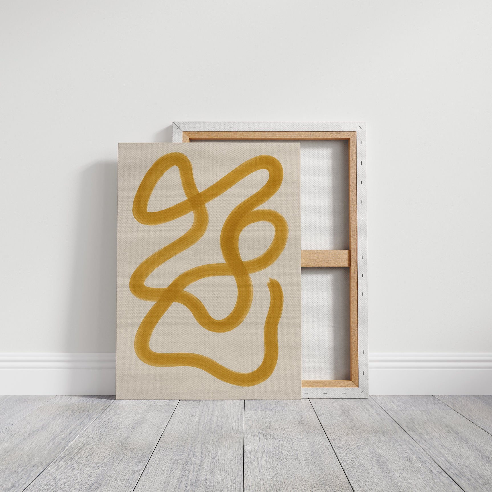 Golden Drift – Minimal Abstract Line Art Print