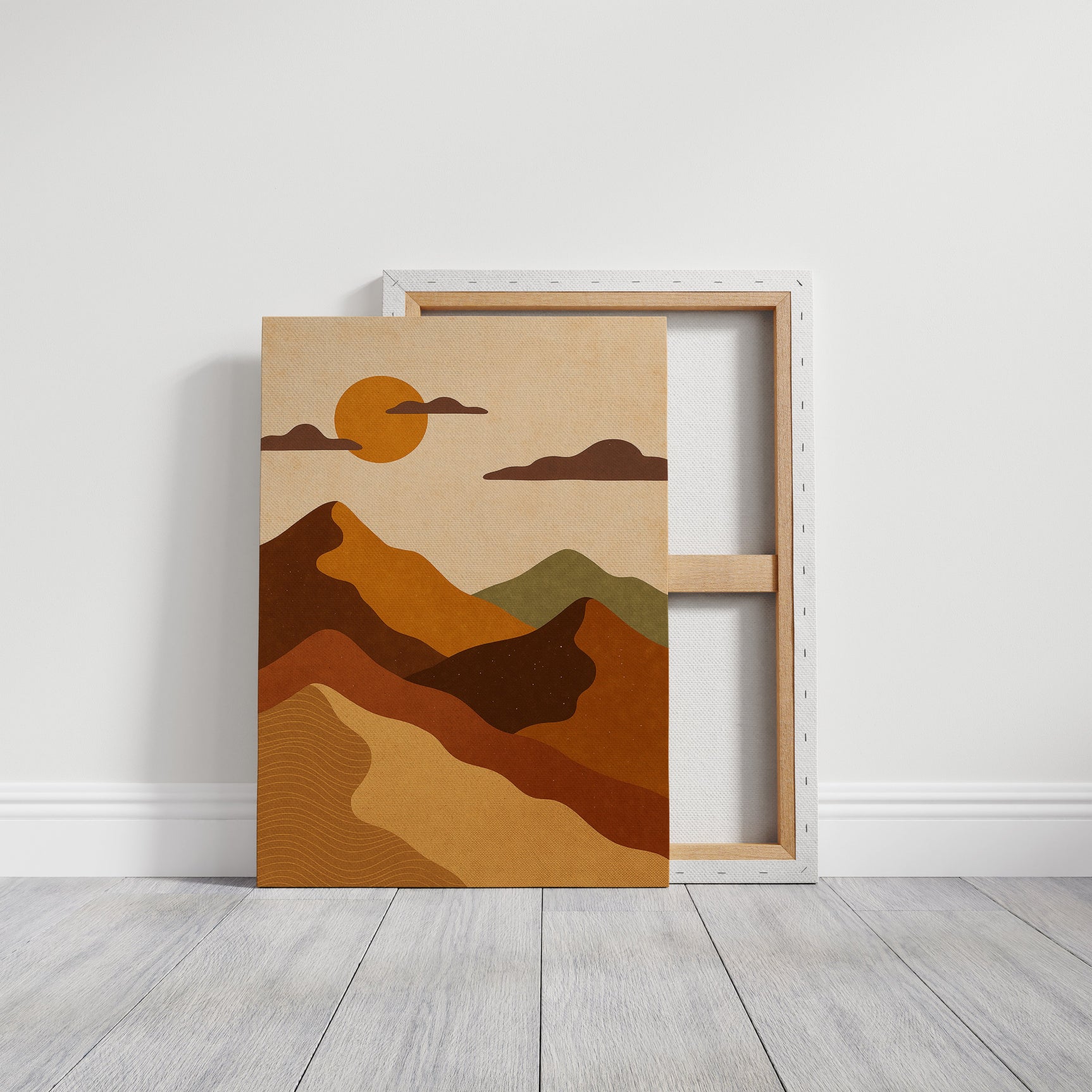 Vintage Sunset Mountain Landscape Art Print