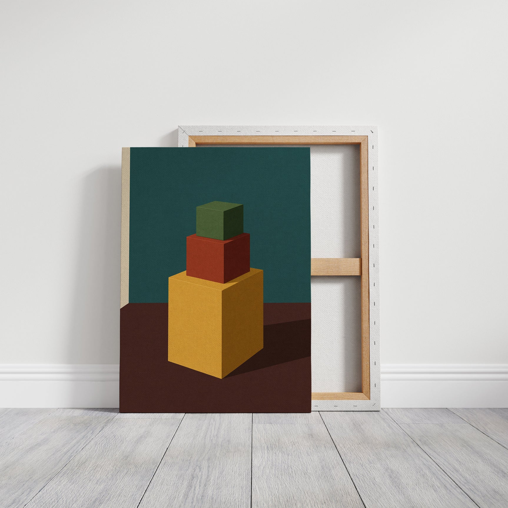 Minimalist Geometric Art Print - Bold Colorful Cubes