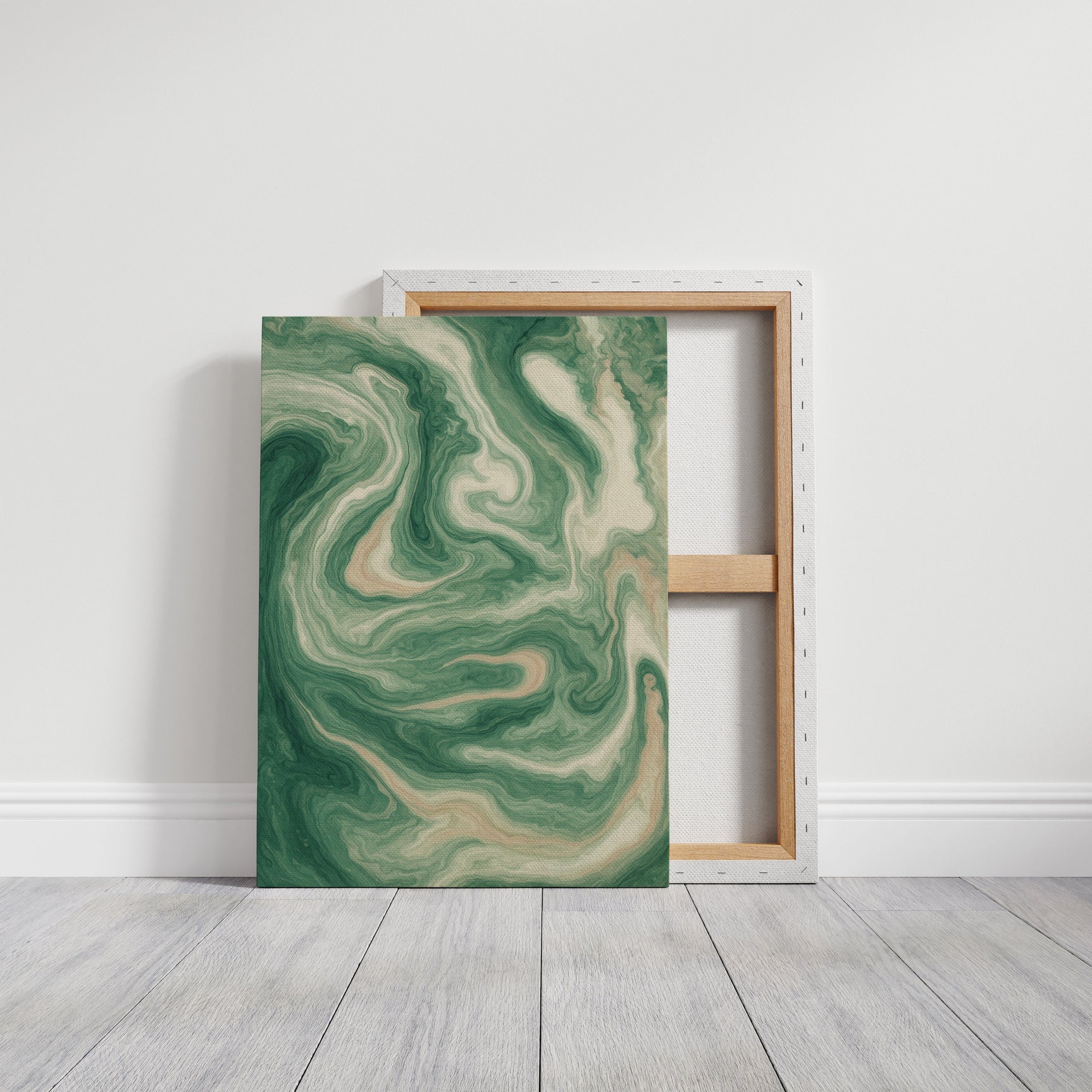 Emerald Waves: Abstract Fluid Art Print