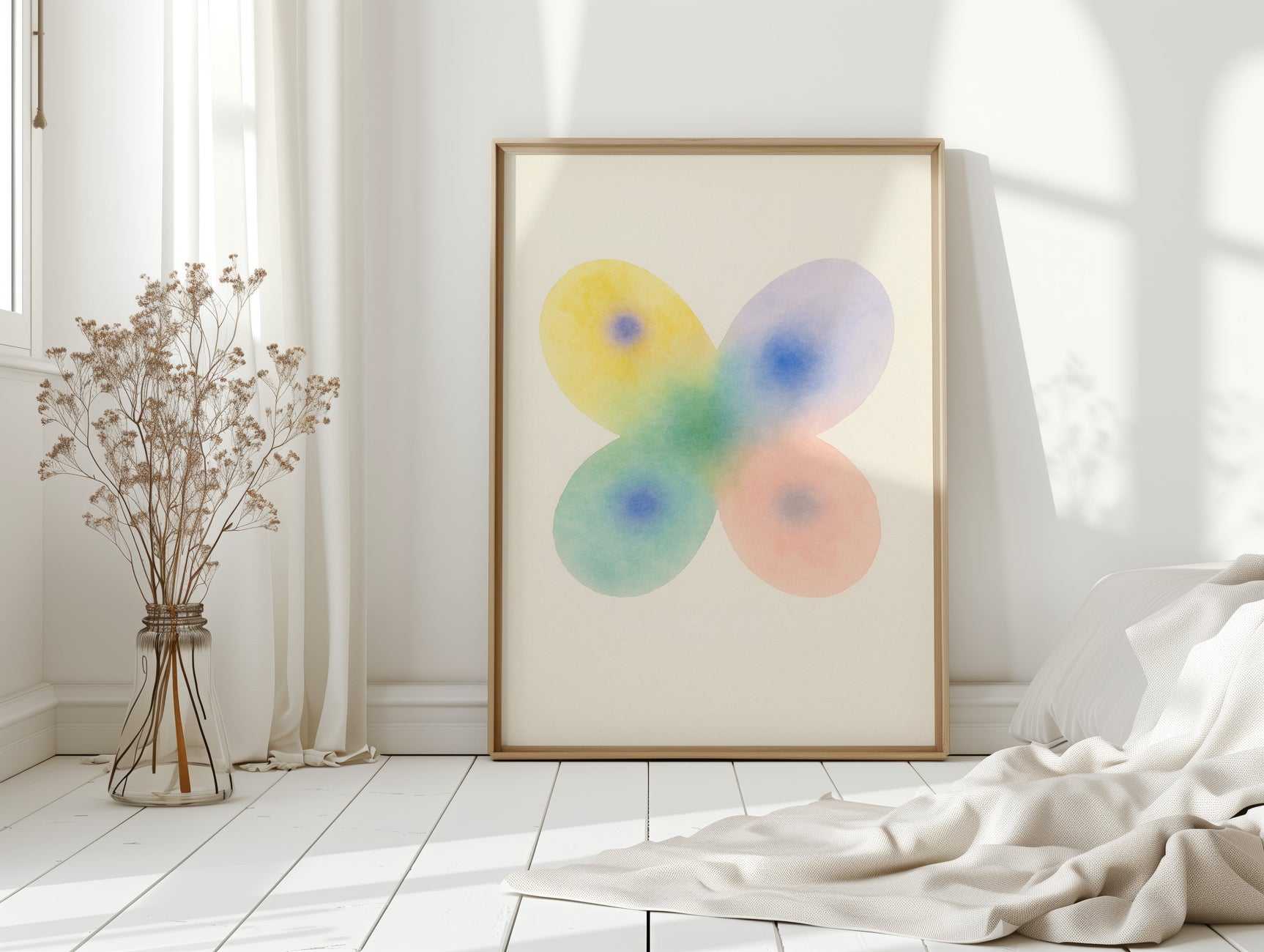 Soft Bloom – Watercolor Butterfly Abstract Print