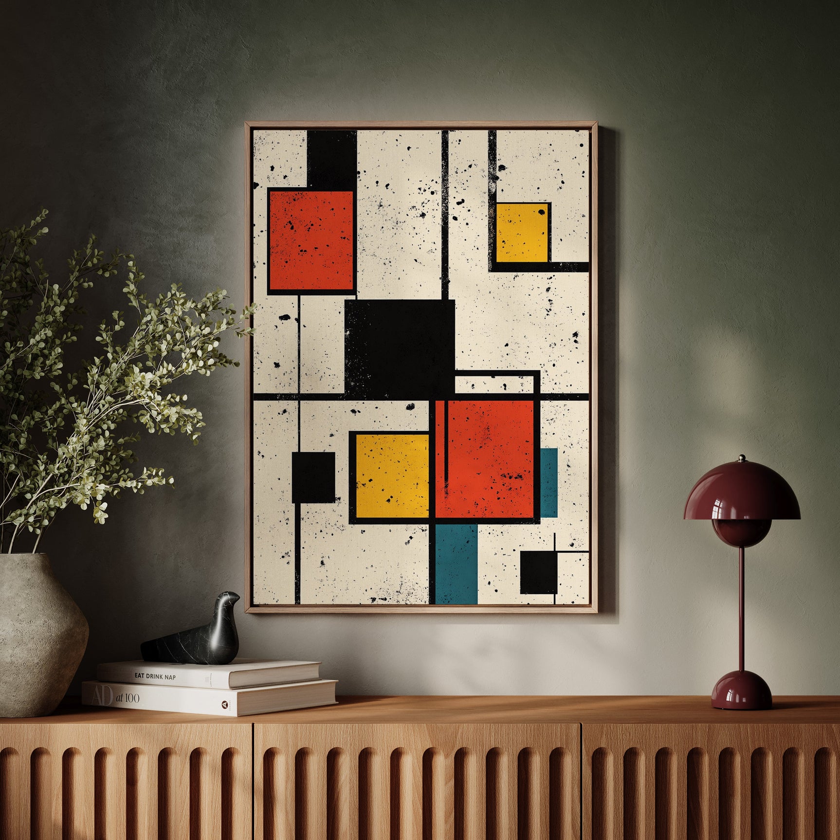 Primary Pulse – Geometric Modernist Splatter Art