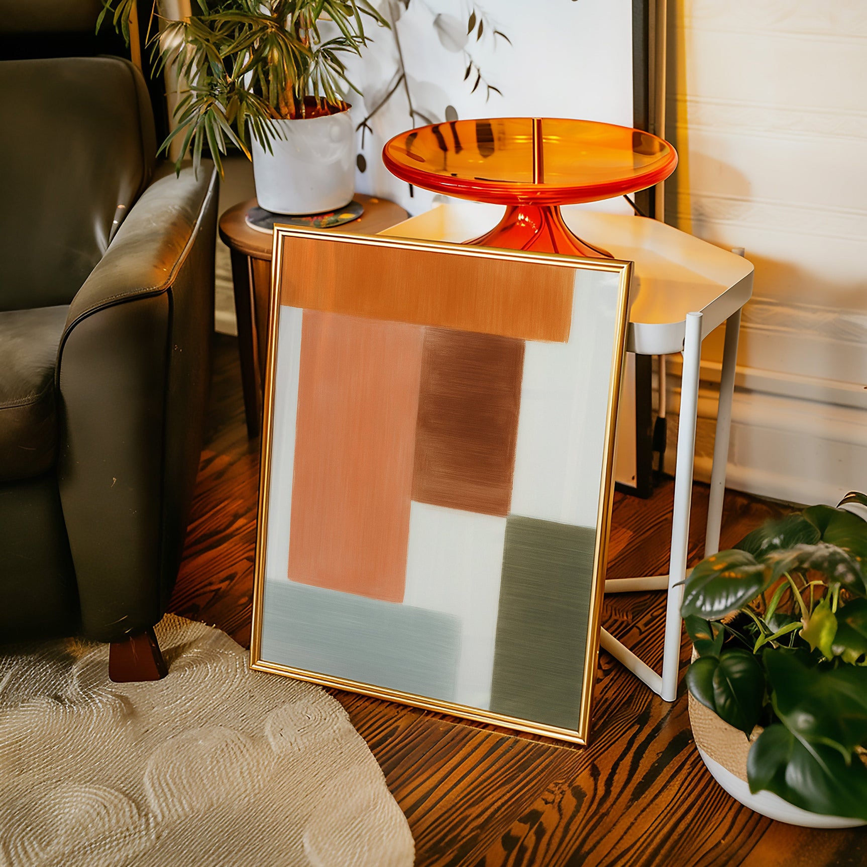 Earthy Harmony - Abstract Geometric Canvas Art