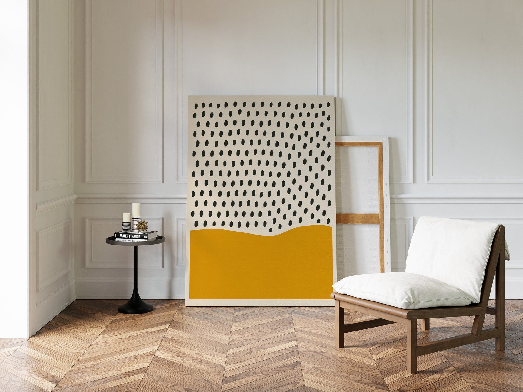 Modern Abstract Art Print - Minimalist Dots and Waves