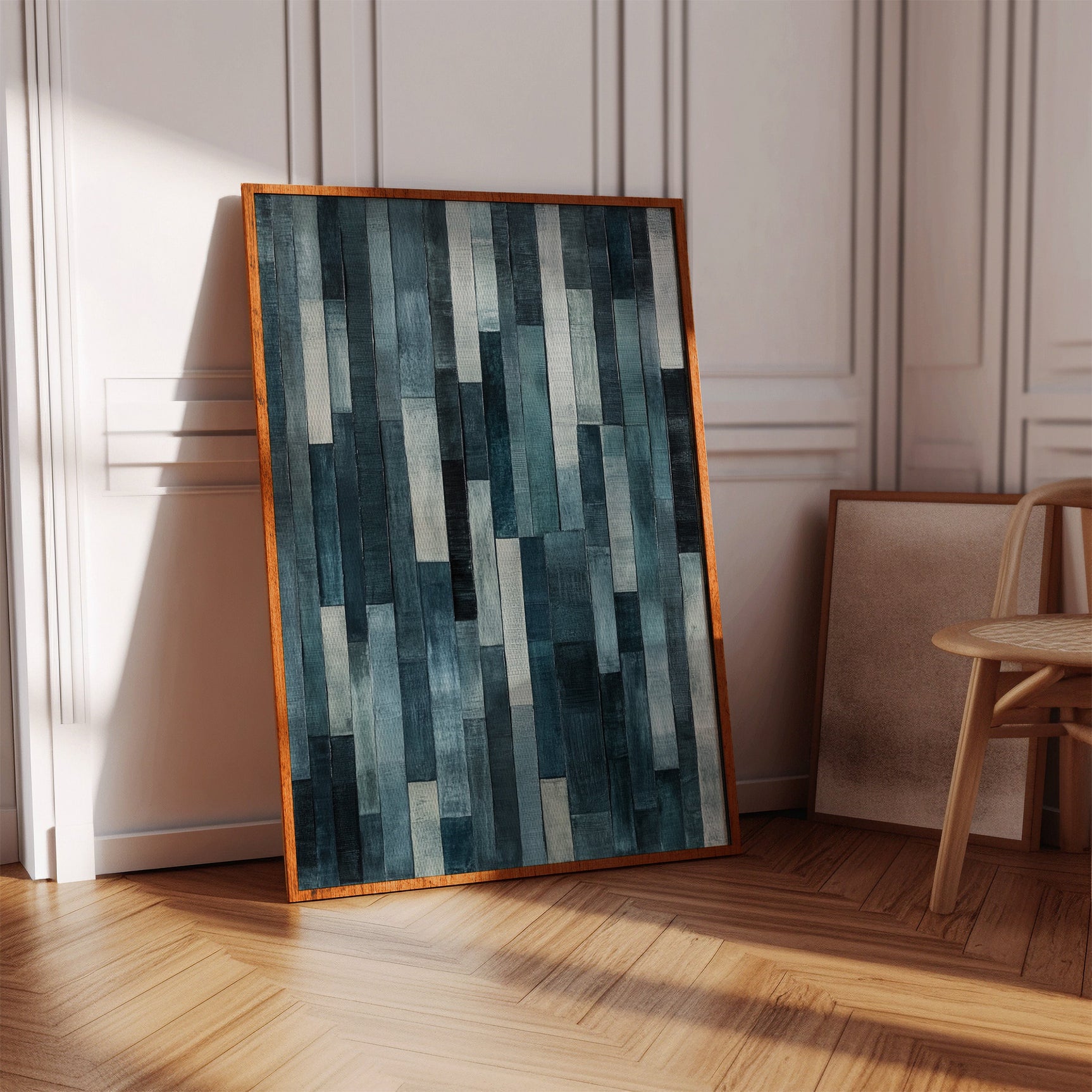 Midnight Panels – Abstract Vertical Woodgrain Art Print