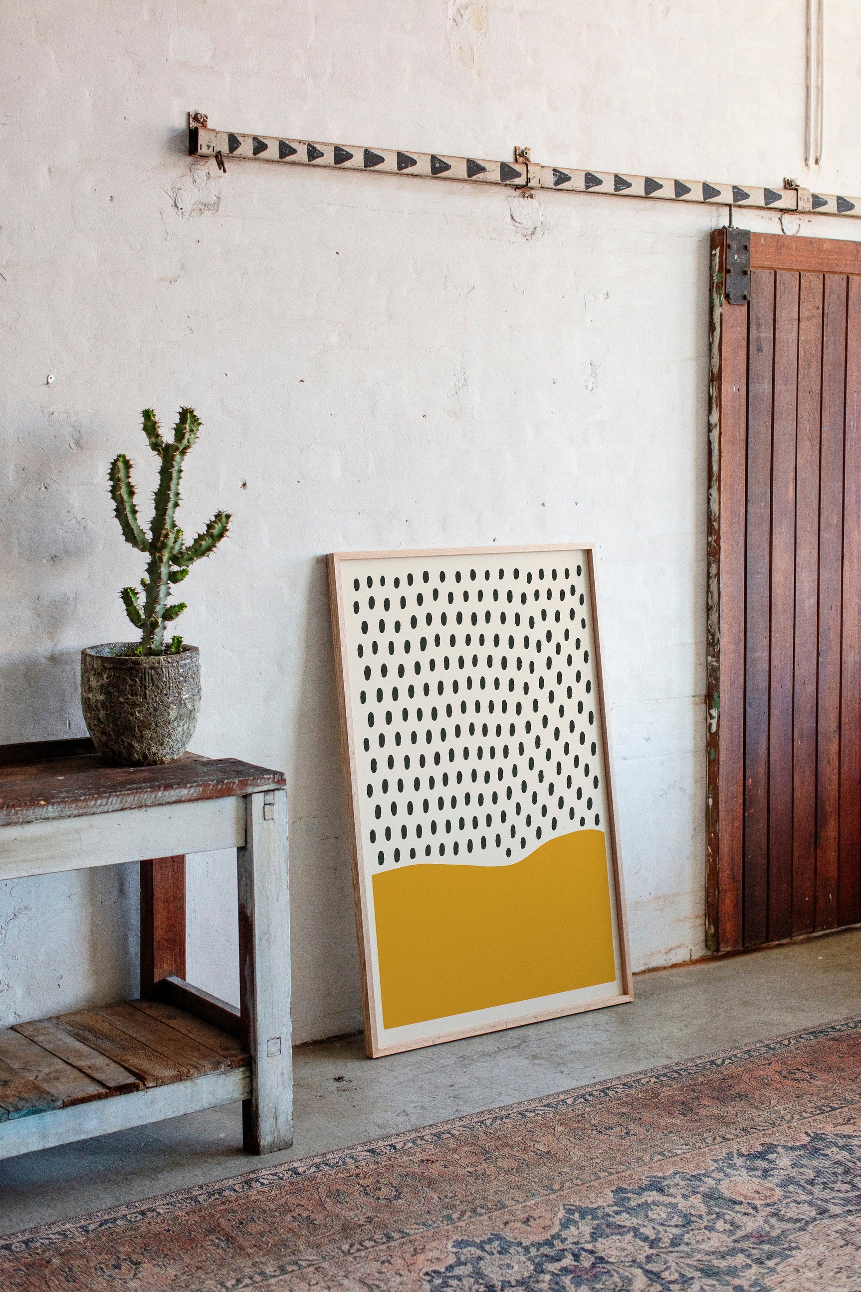 Modern Abstract Art Print - Minimalist Dots and Waves