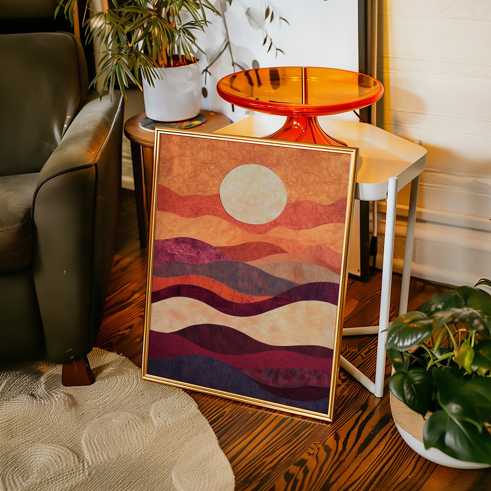 Sunset Serenity: Handmade Textile Wall Art