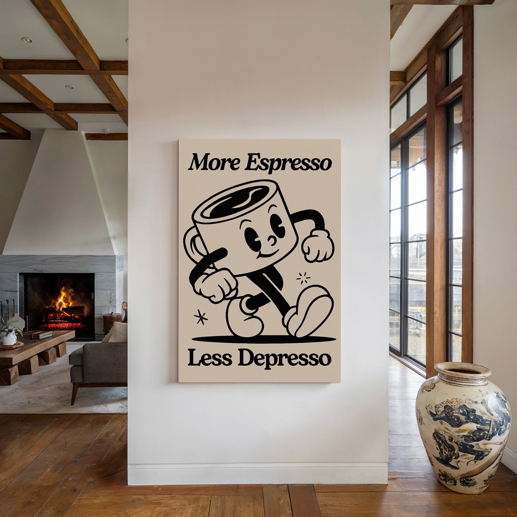 Caffeinated Cheer - Retro Coffee Art Print