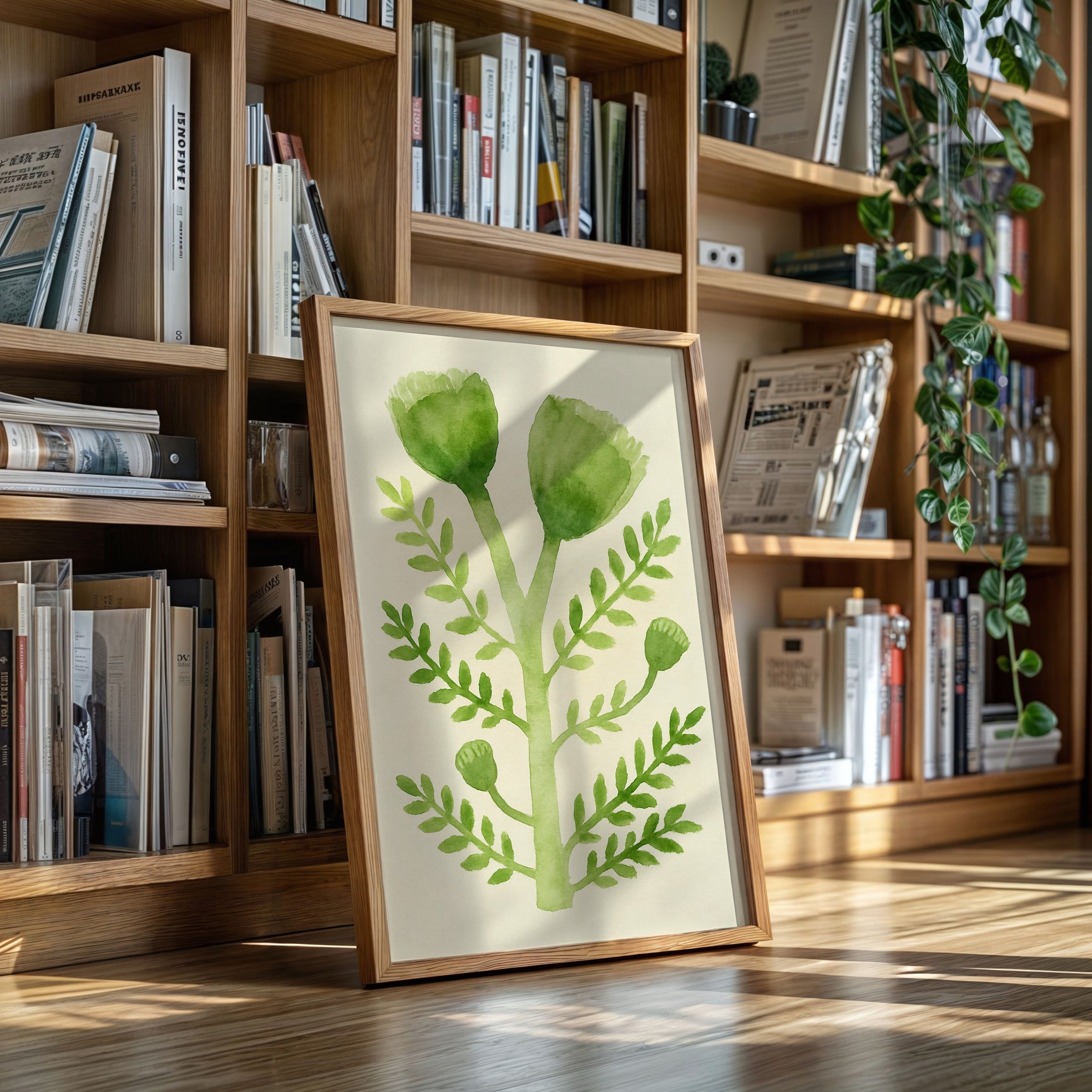 Elegant Green Botanical Watercolor Art Print