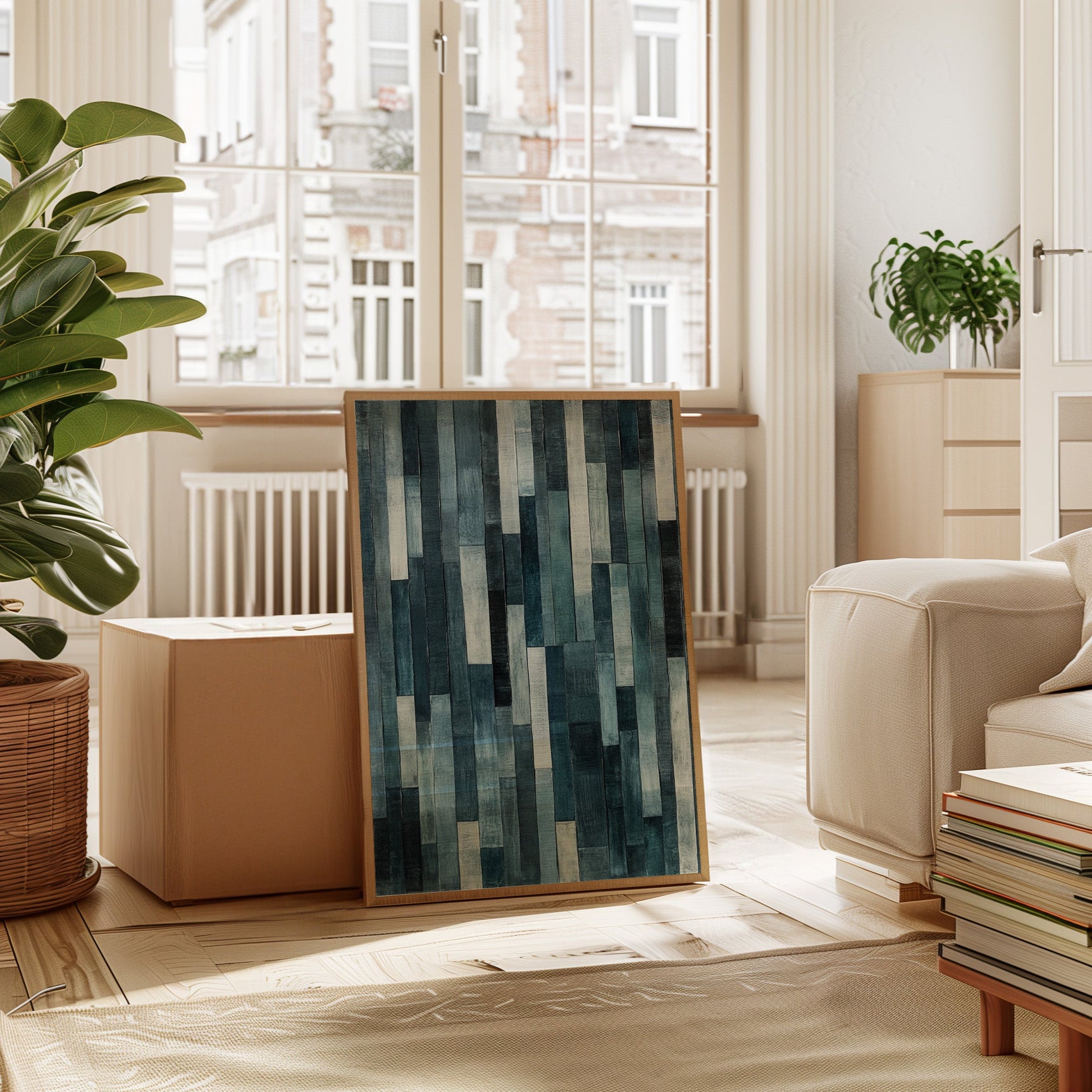 Midnight Panels – Abstract Vertical Woodgrain Art Print