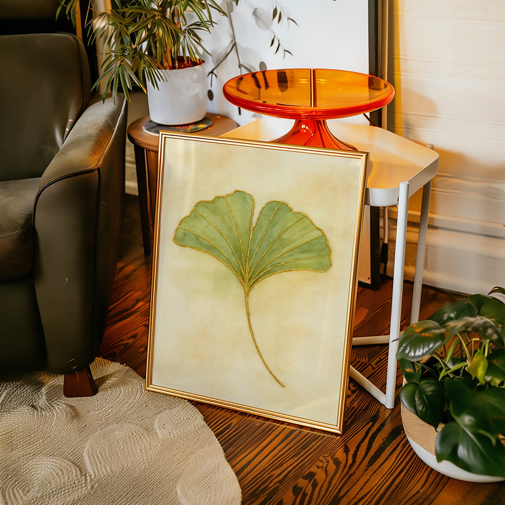 Elegant Ginkgo Leaf Watercolor Art Print