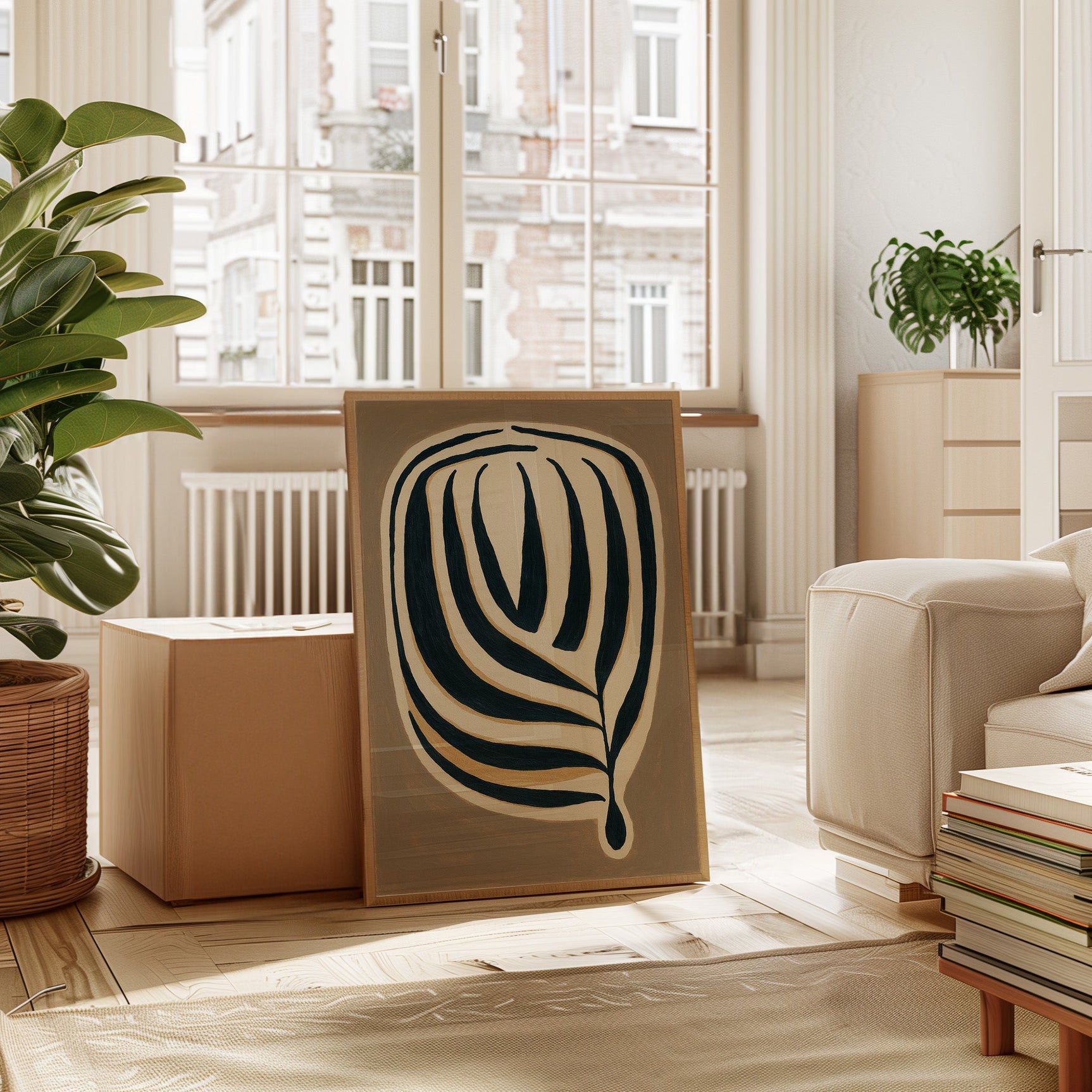 Earthy Elegance - Minimalist Leaf Canvas Art