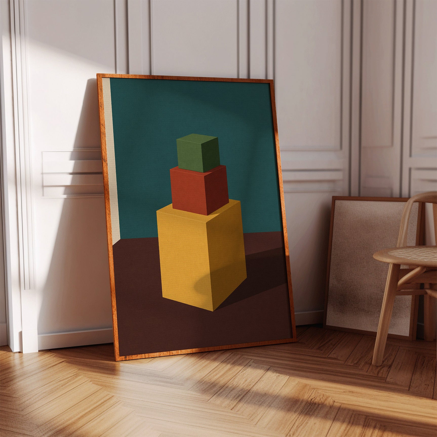 Minimalist Geometric Art Print - Bold Colorful Cubes