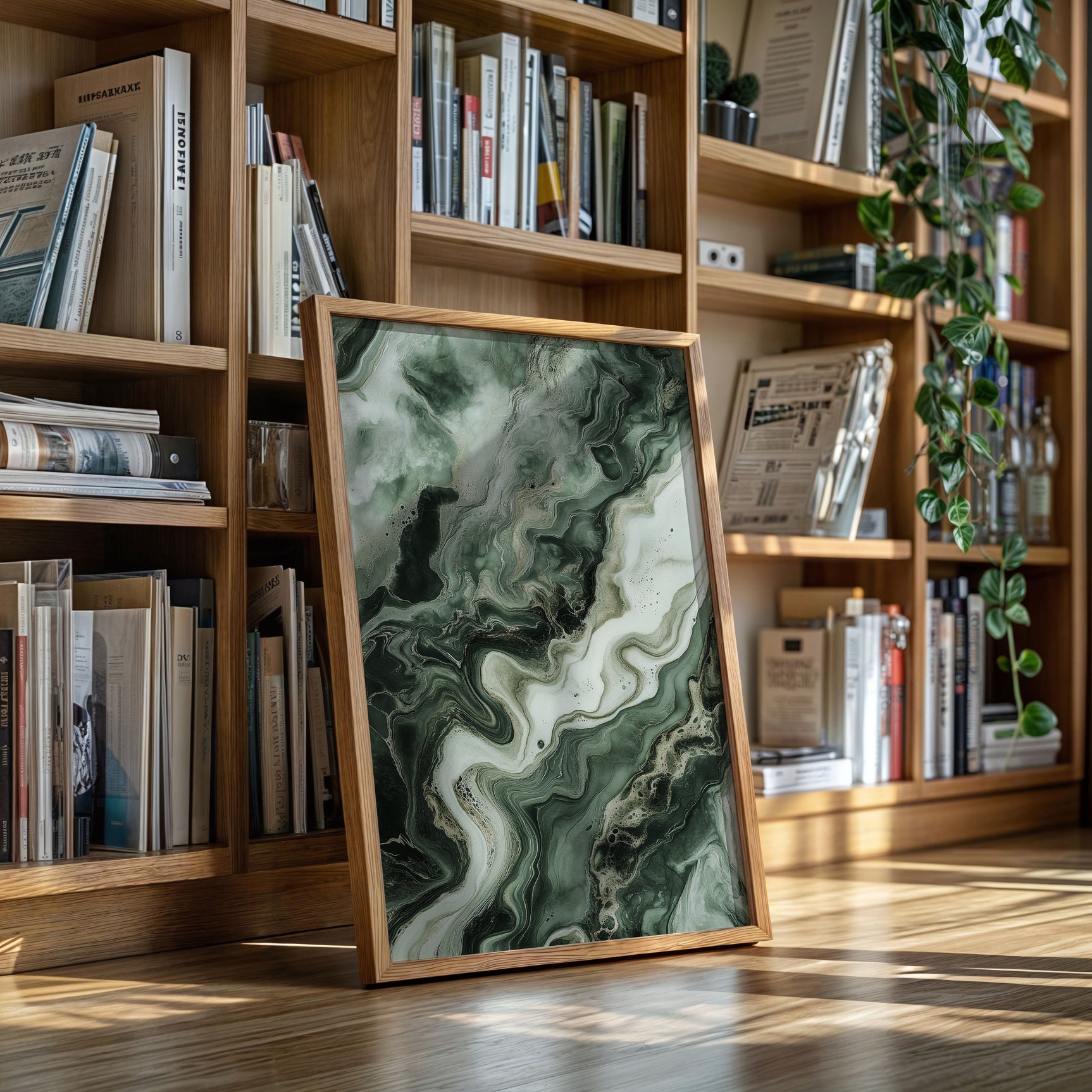 "Emerald Dreams" - Abstract Green Marble Art Print