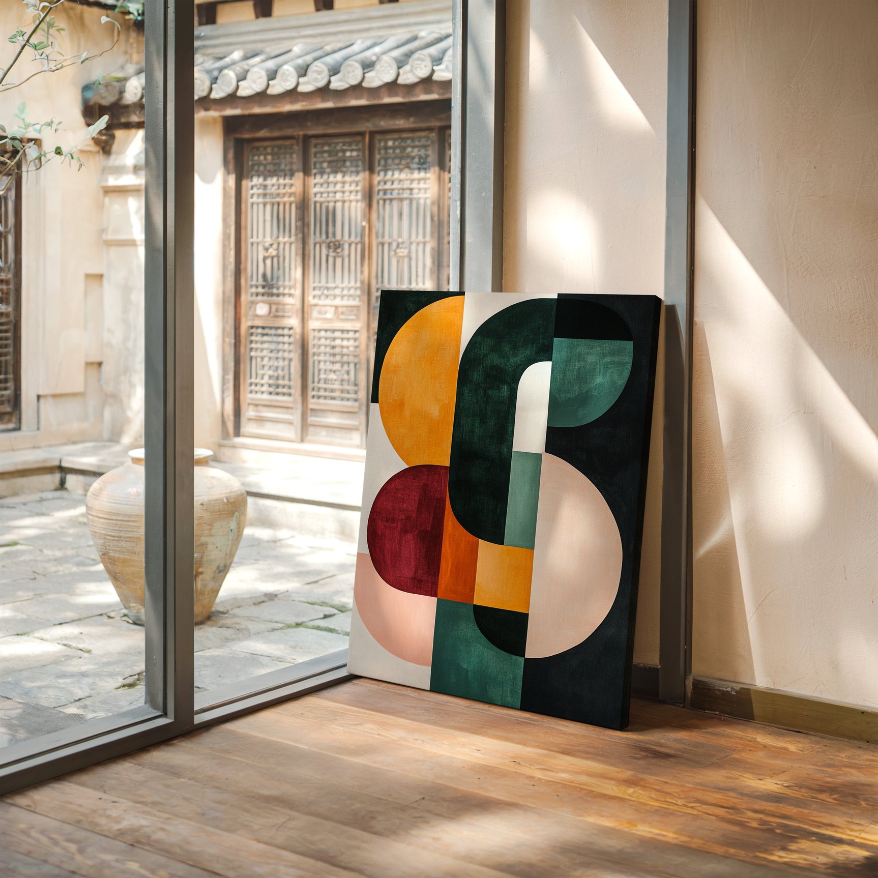 “Modern Balance” – Bold Mid-Century Abstract Geometric Print