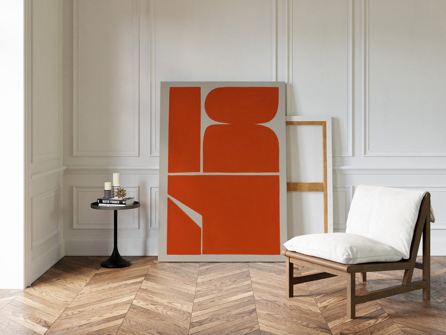Vibrant Geometric Abstract Art Print in Bold Orange