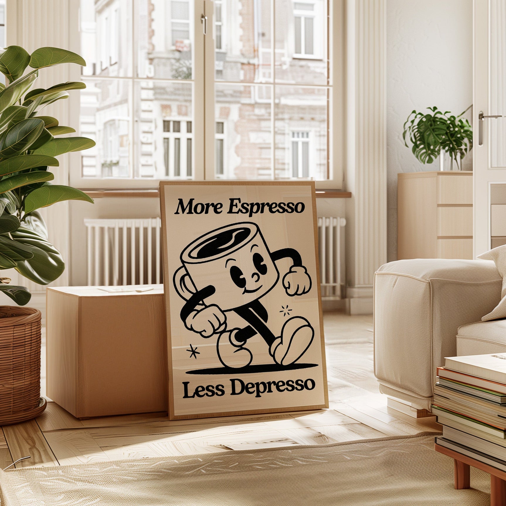 Caffeinated Cheer - Retro Coffee Art Print