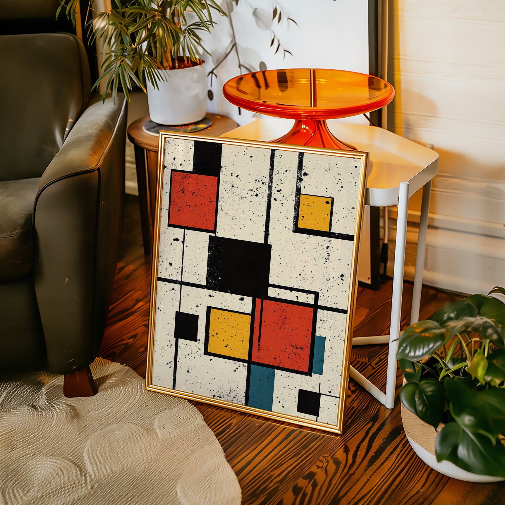 Primary Pulse – Geometric Modernist Splatter Art