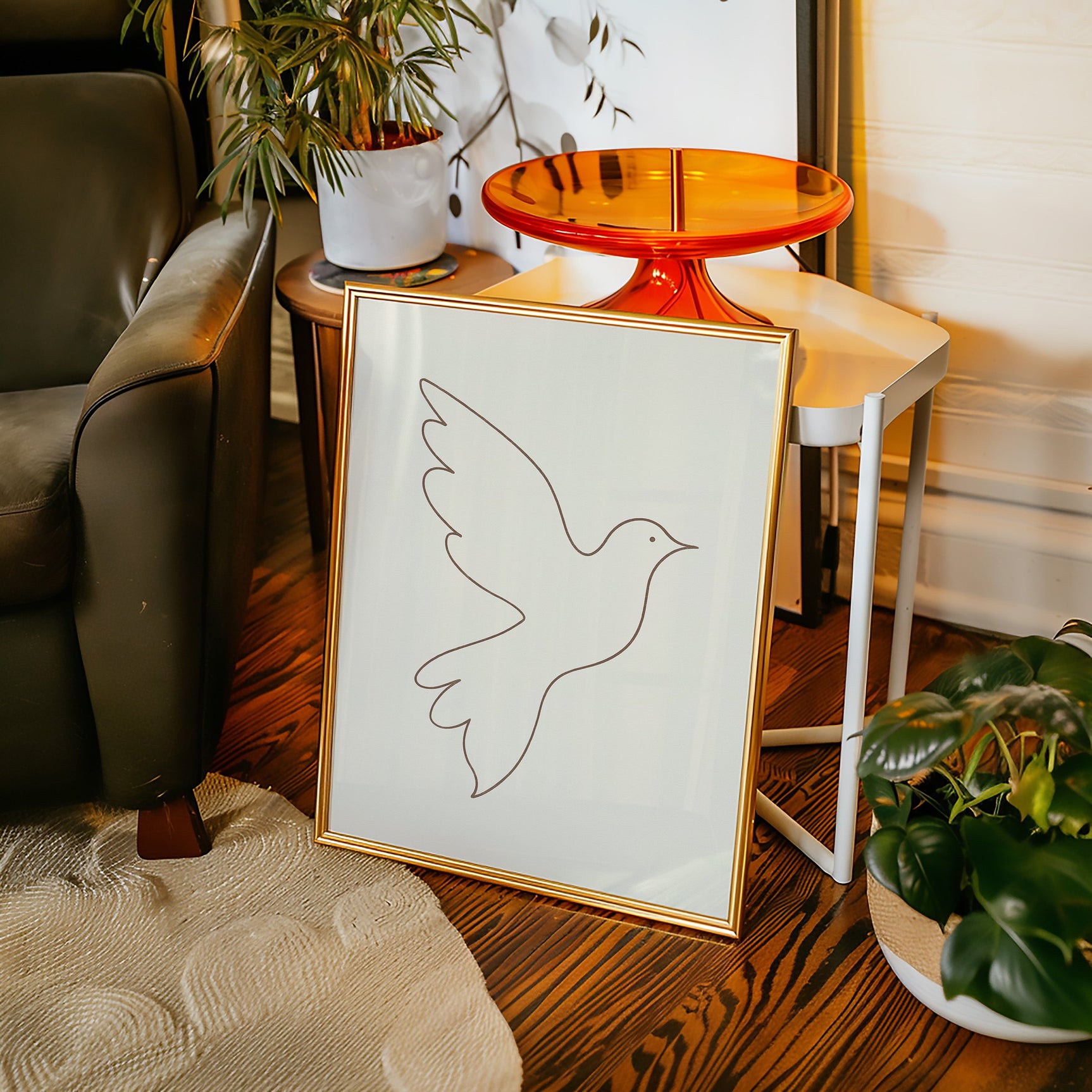 Minimalist Dove Line Art Print