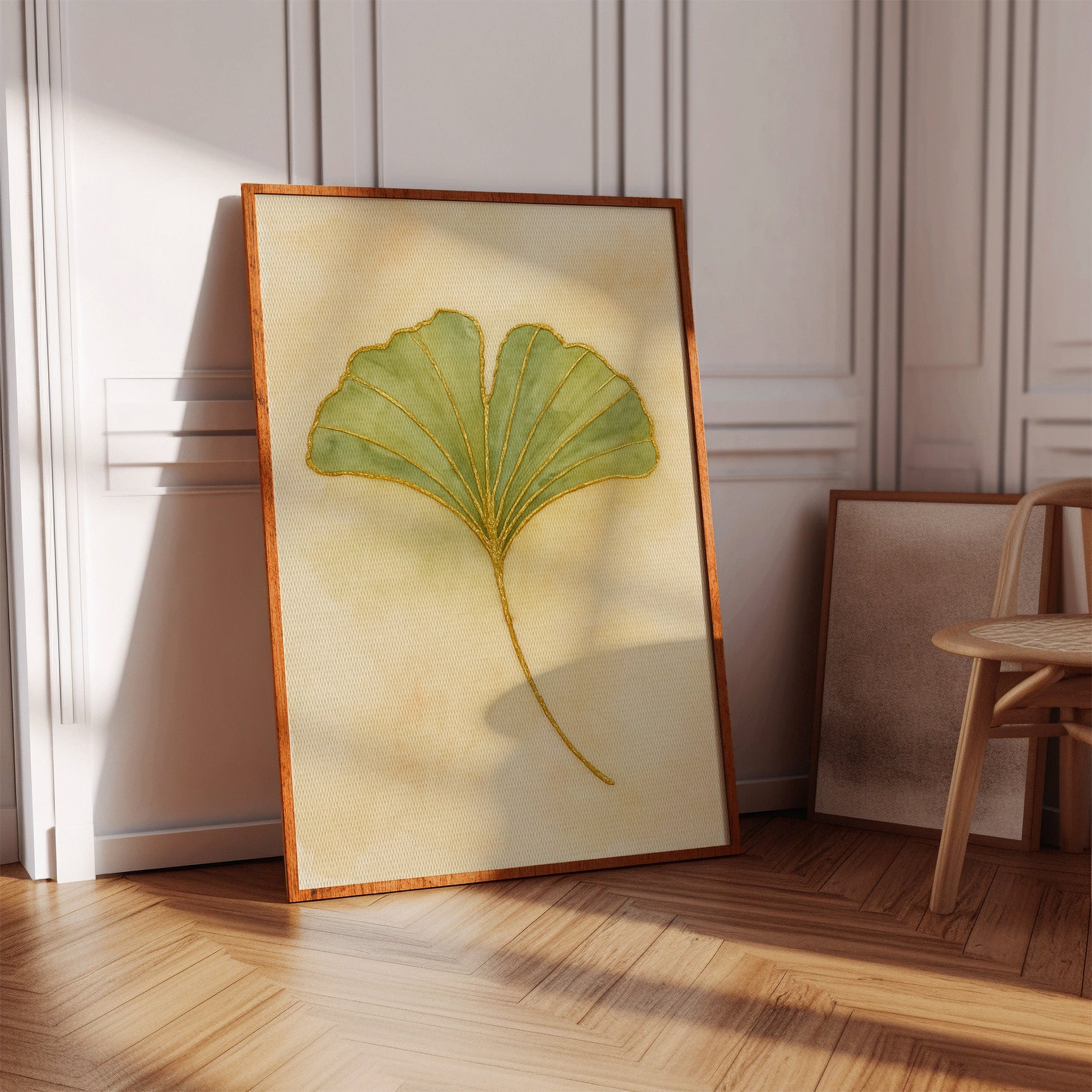 Elegant Ginkgo Leaf Watercolor Art Print