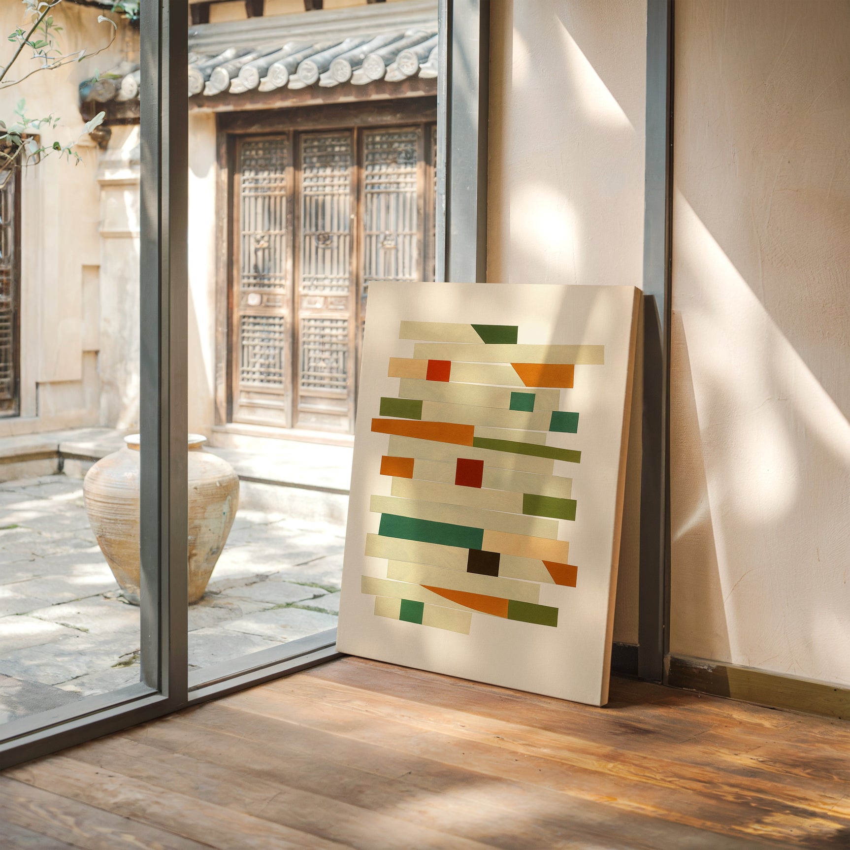 “Stacked Harmony” – Mid-Century Modern Geometric Art Print