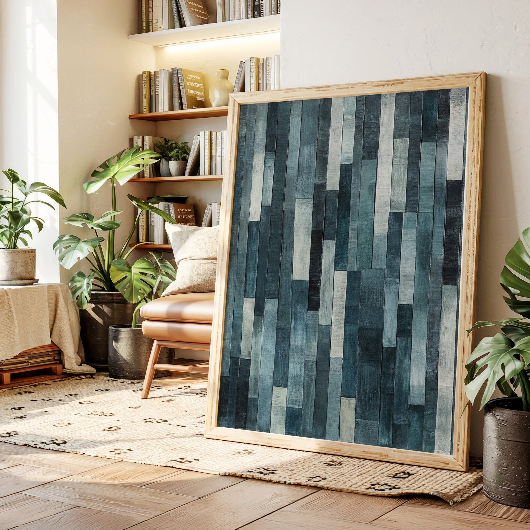 Midnight Panels – Abstract Vertical Woodgrain Art Print