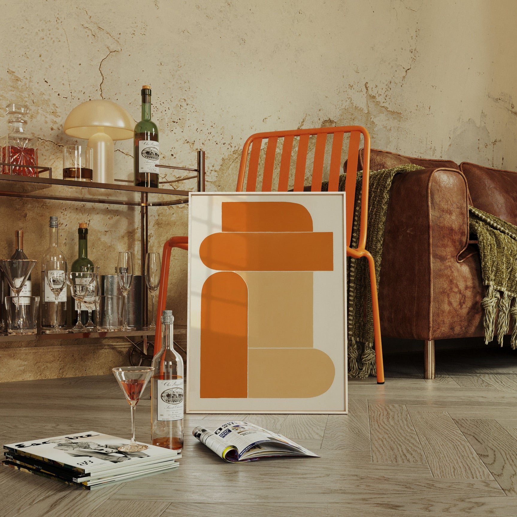 Terracotta Stack – Modern Geometric Abstract Print