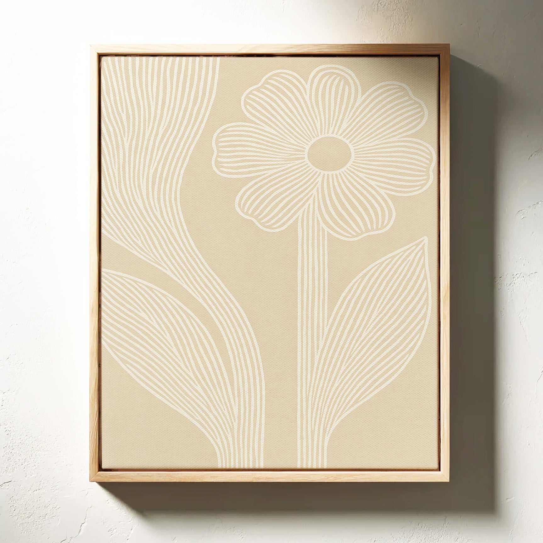 Minimalist Floral Line Art Print in Beige