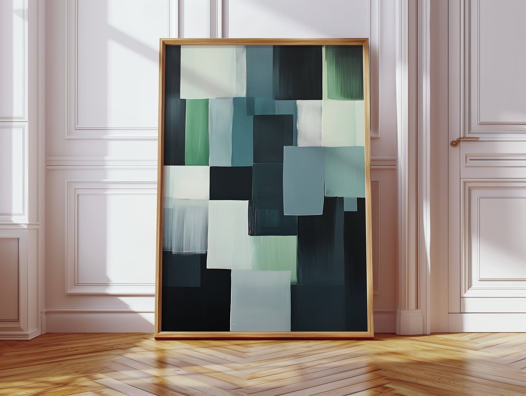 Forest Fade – Geometric Brushstroke Abstract Art Print