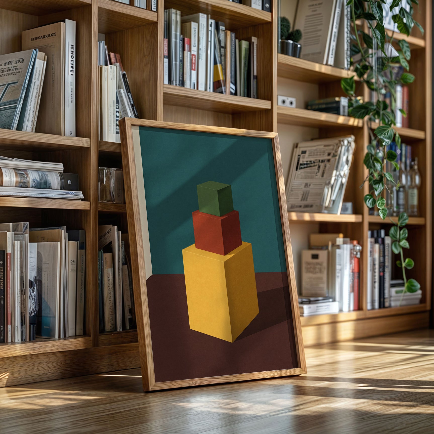 Minimalist Geometric Art Print - Bold Colorful Cubes