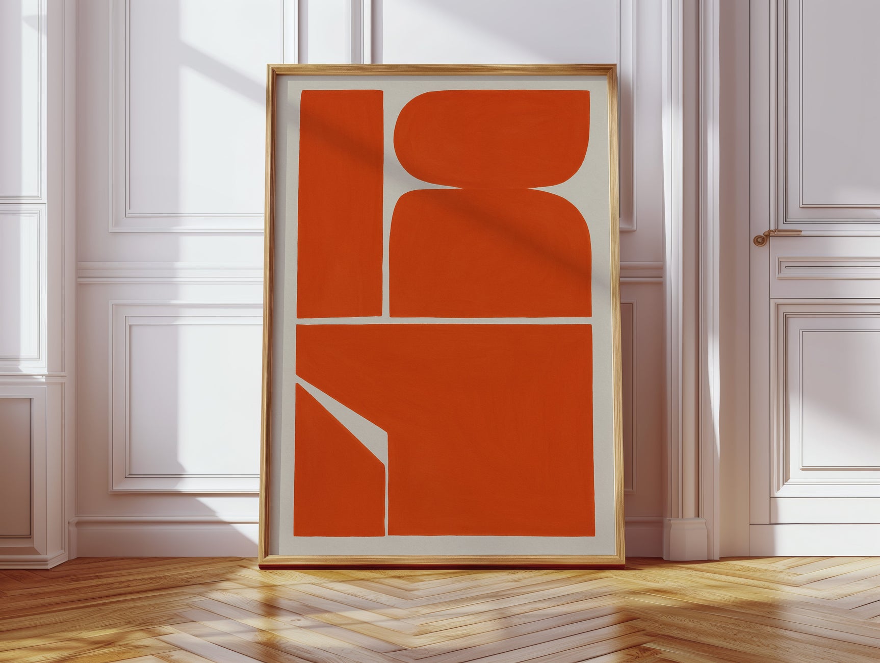 Vibrant Geometric Abstract Art Print in Bold Orange