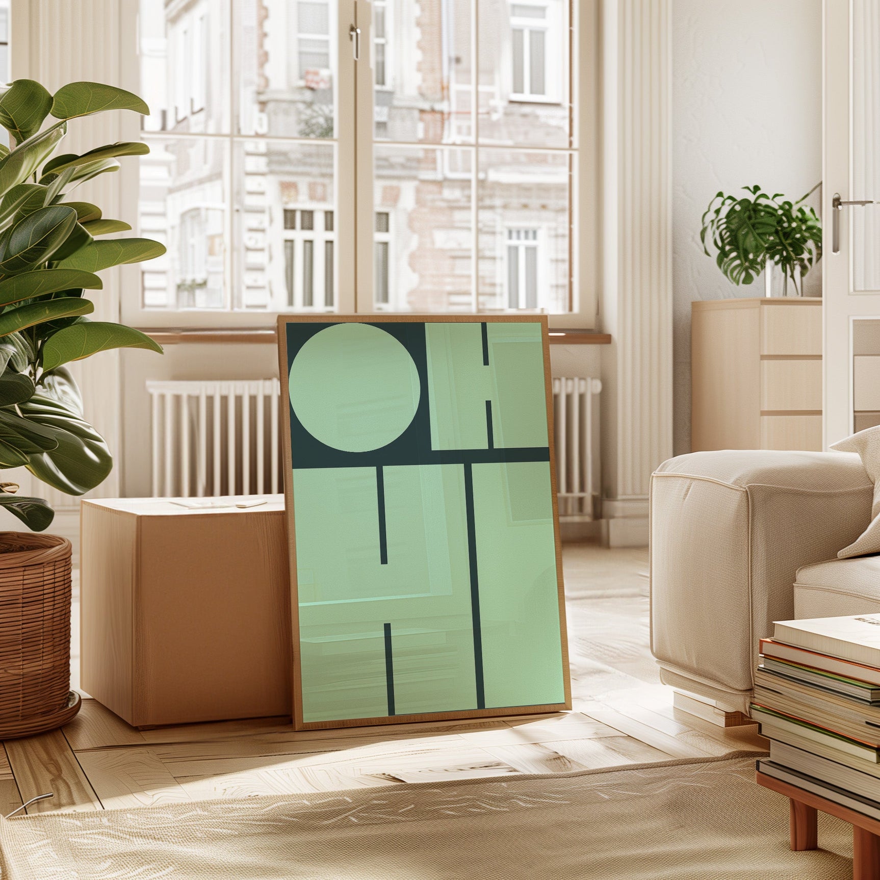 Mint Harmony - Modern Geometric Wall Art