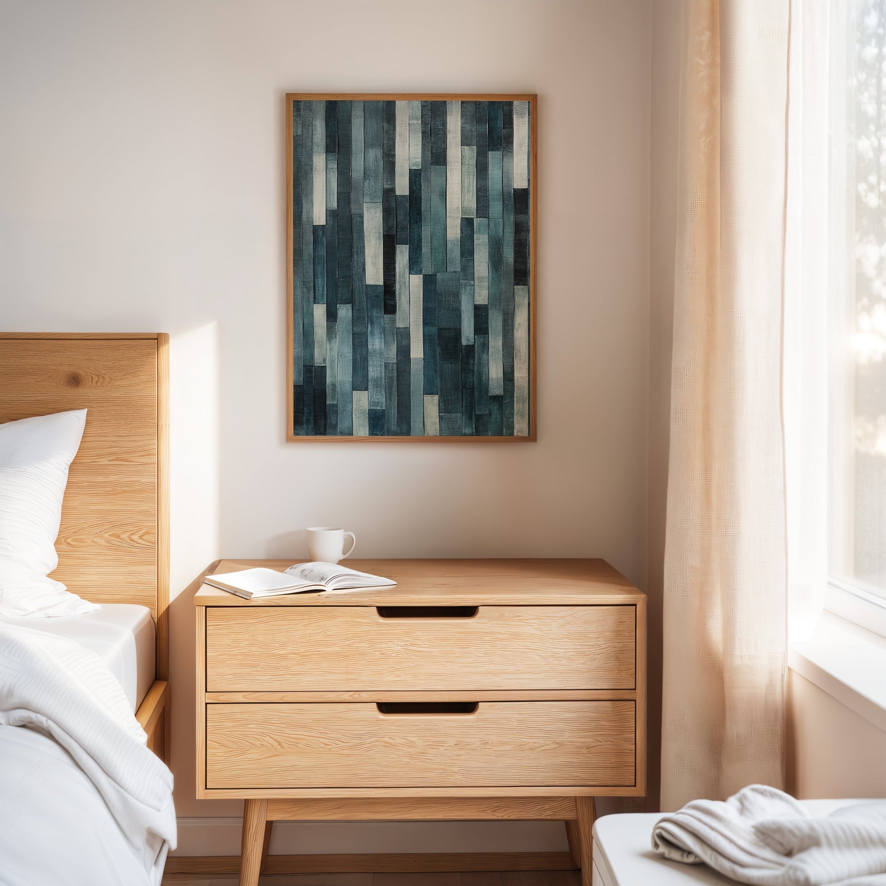 Midnight Panels – Abstract Vertical Woodgrain Art Print