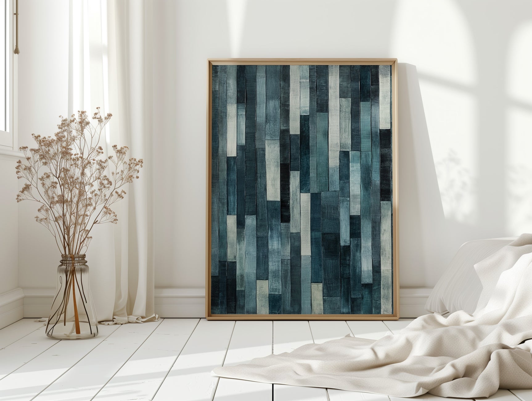 Midnight Panels – Abstract Vertical Woodgrain Art Print