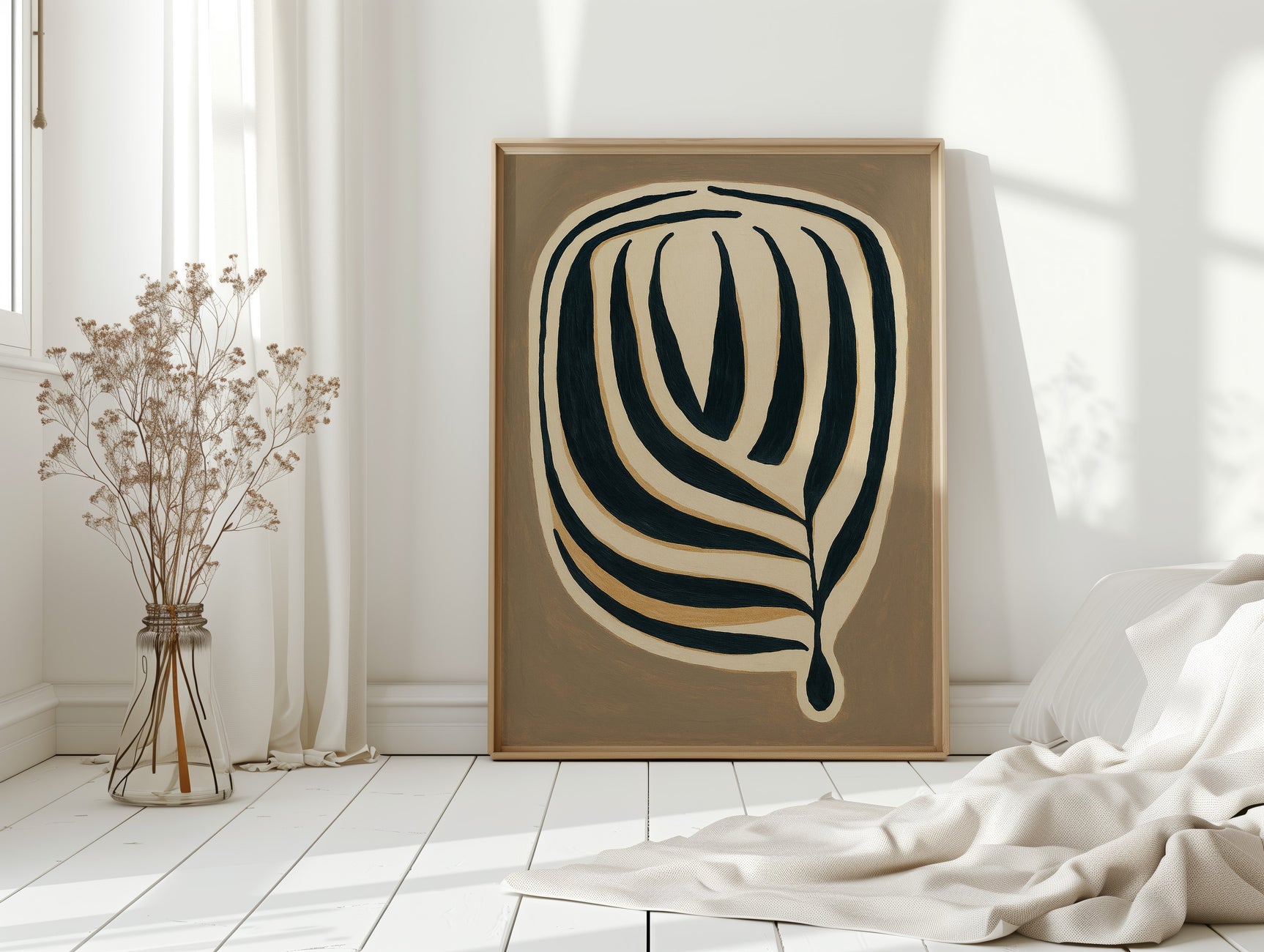 Earthy Elegance - Minimalist Leaf Canvas Art