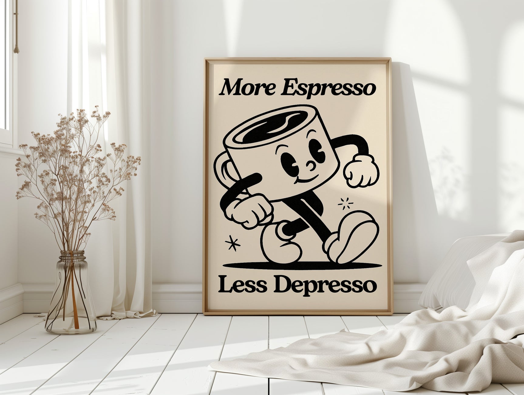 Caffeinated Cheer - Retro Coffee Art Print