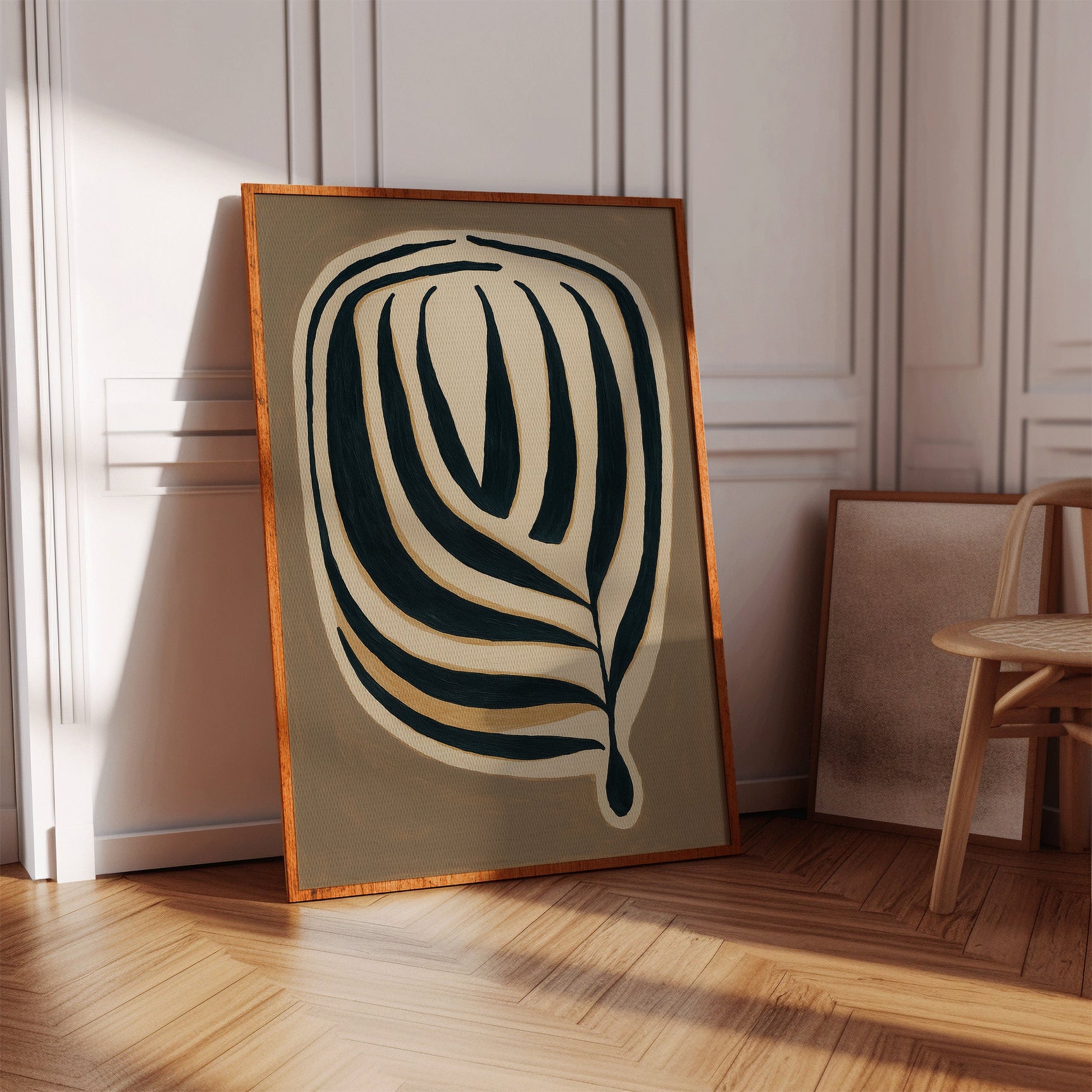 Earthy Elegance - Minimalist Leaf Canvas Art
