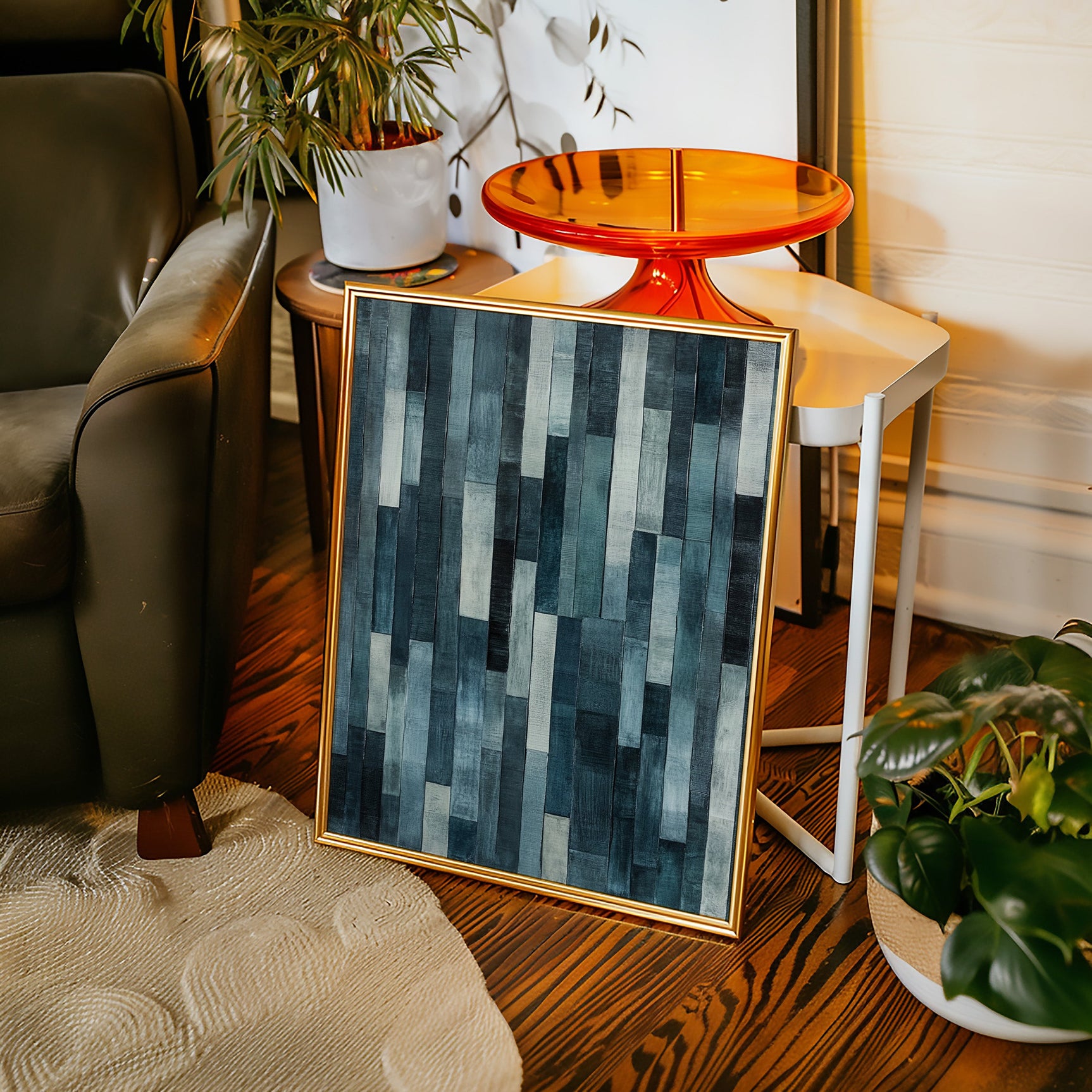 Midnight Panels – Abstract Vertical Woodgrain Art Print