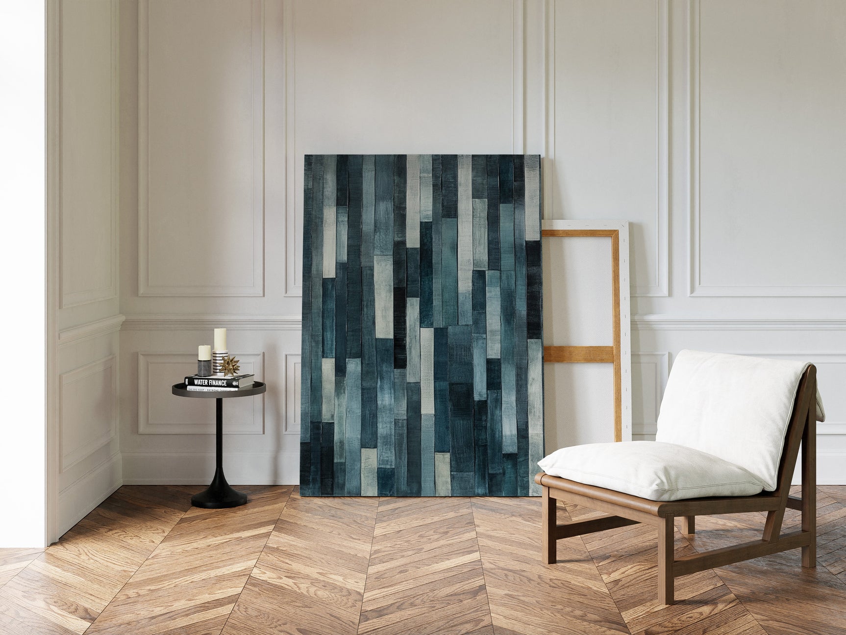 Midnight Panels – Abstract Vertical Woodgrain Art Print
