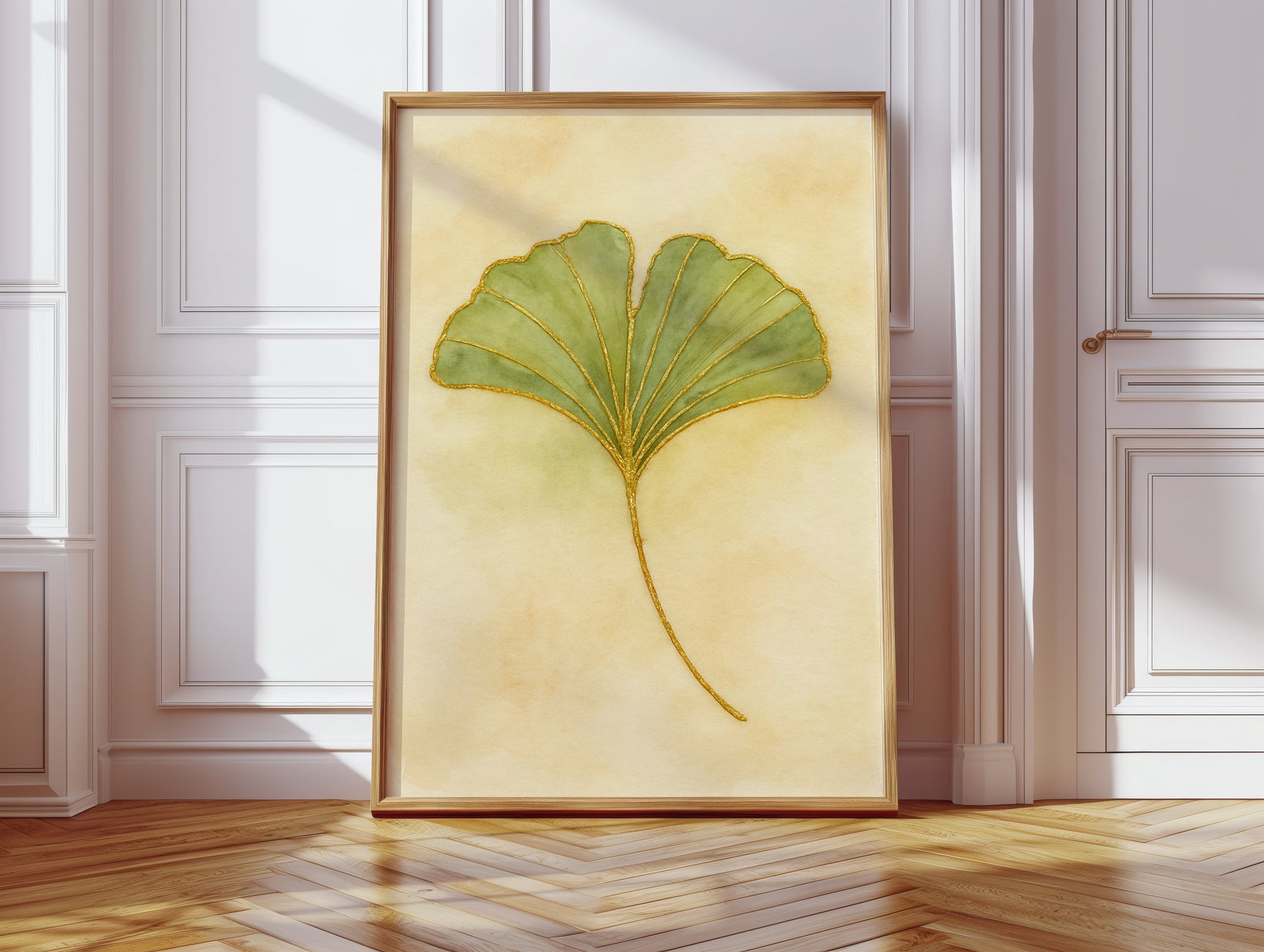 Elegant Ginkgo Leaf Watercolor Art Print