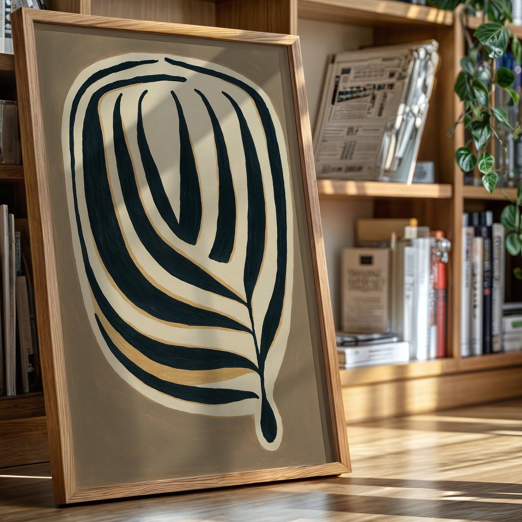 Earthy Elegance - Minimalist Leaf Canvas Art