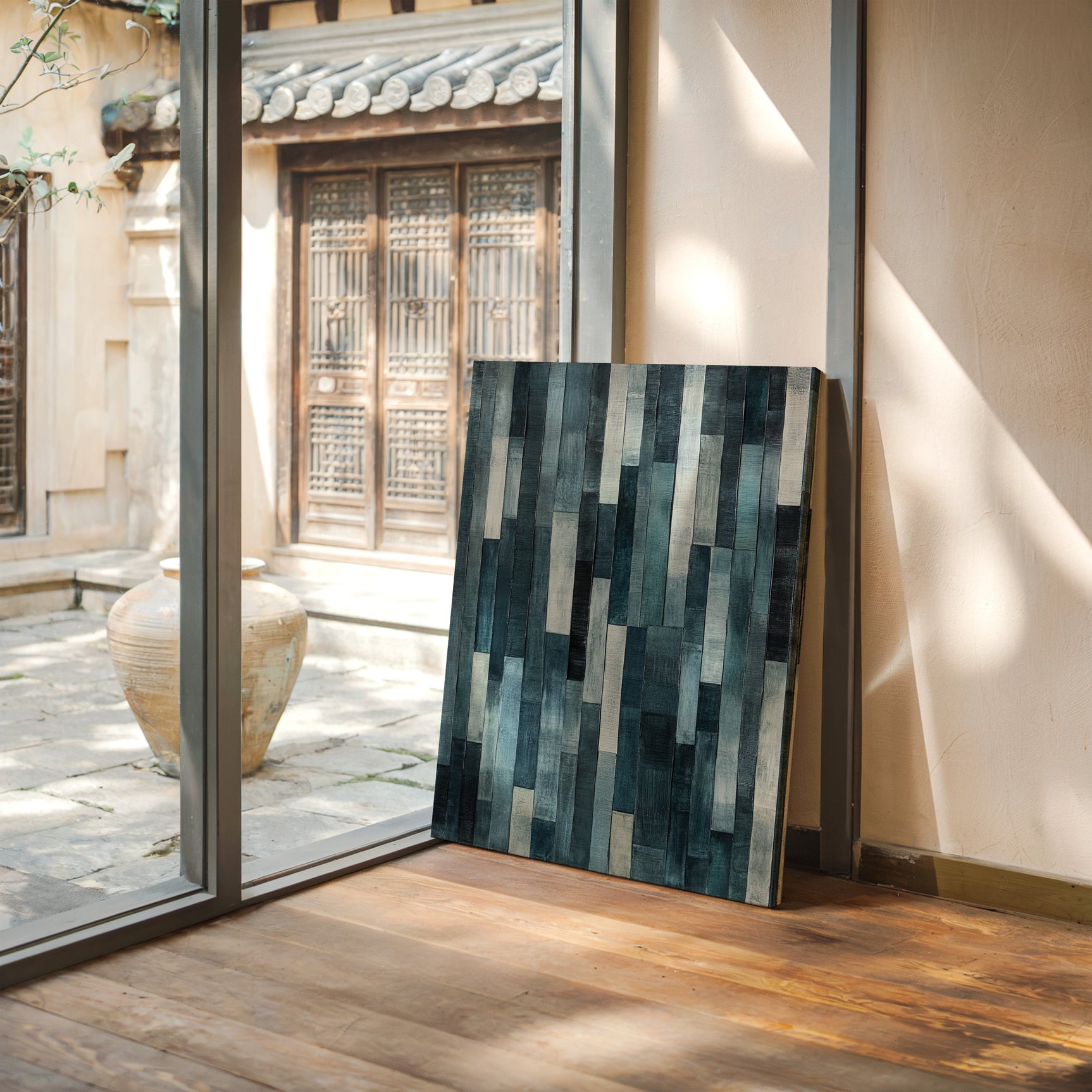 Midnight Panels – Abstract Vertical Woodgrain Art Print