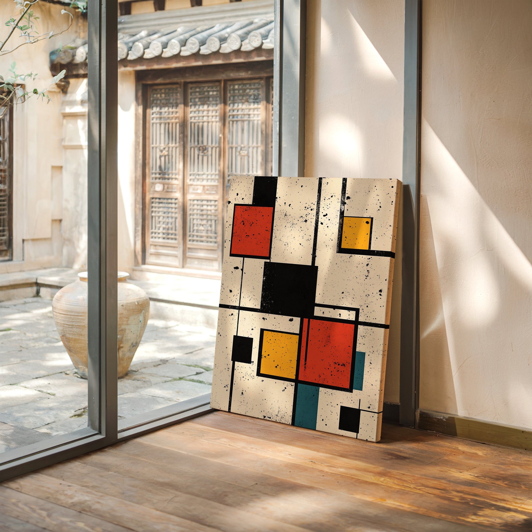 Primary Pulse – Geometric Modernist Splatter Art
