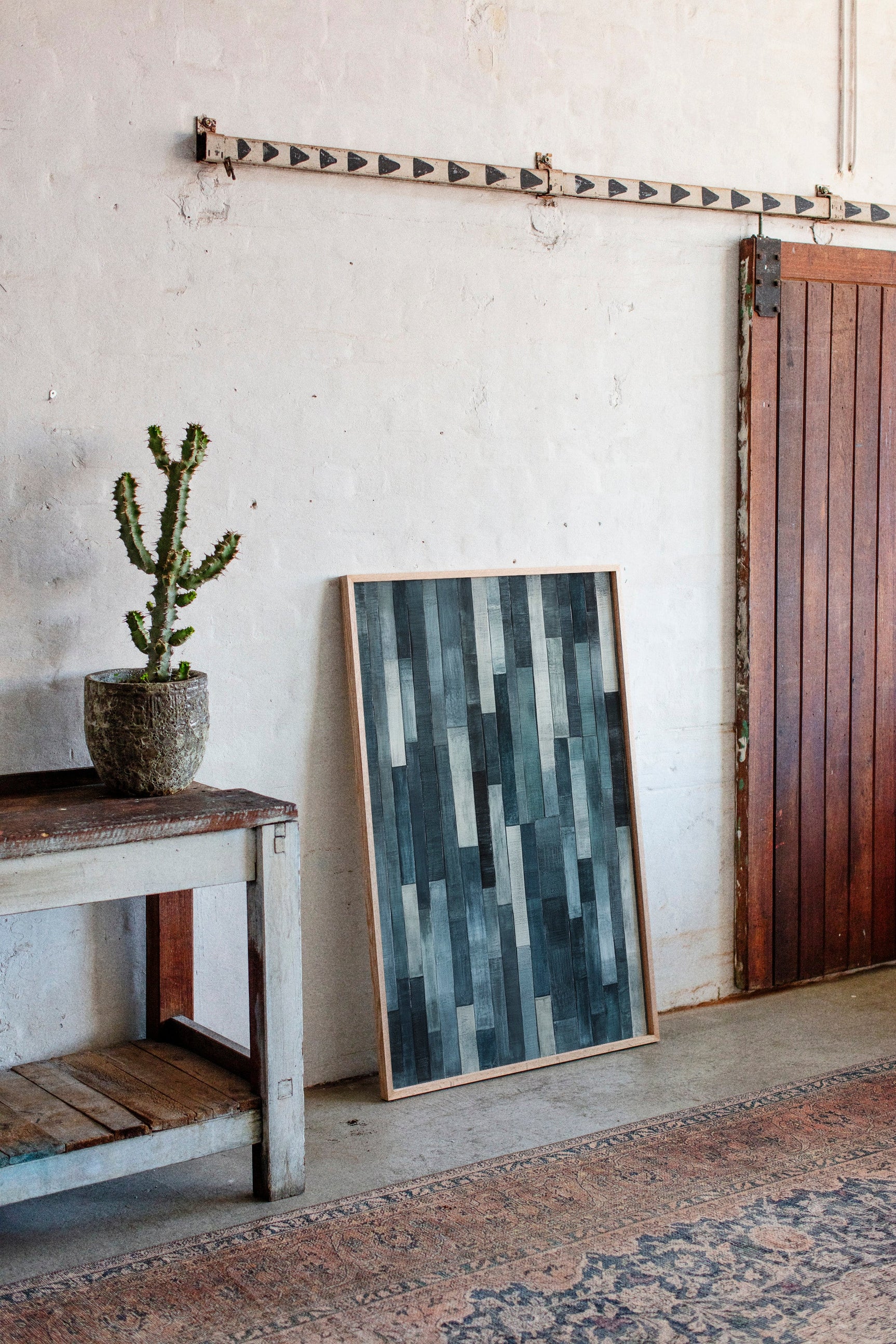 Midnight Panels – Abstract Vertical Woodgrain Art Print