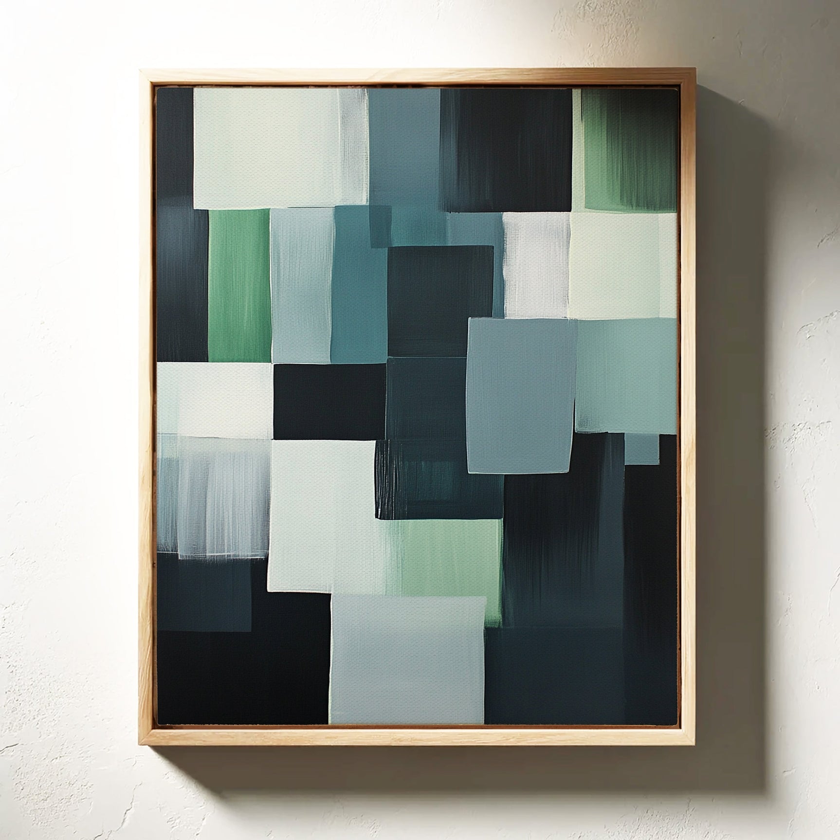 Forest Fade – Geometric Brushstroke Abstract Art Print