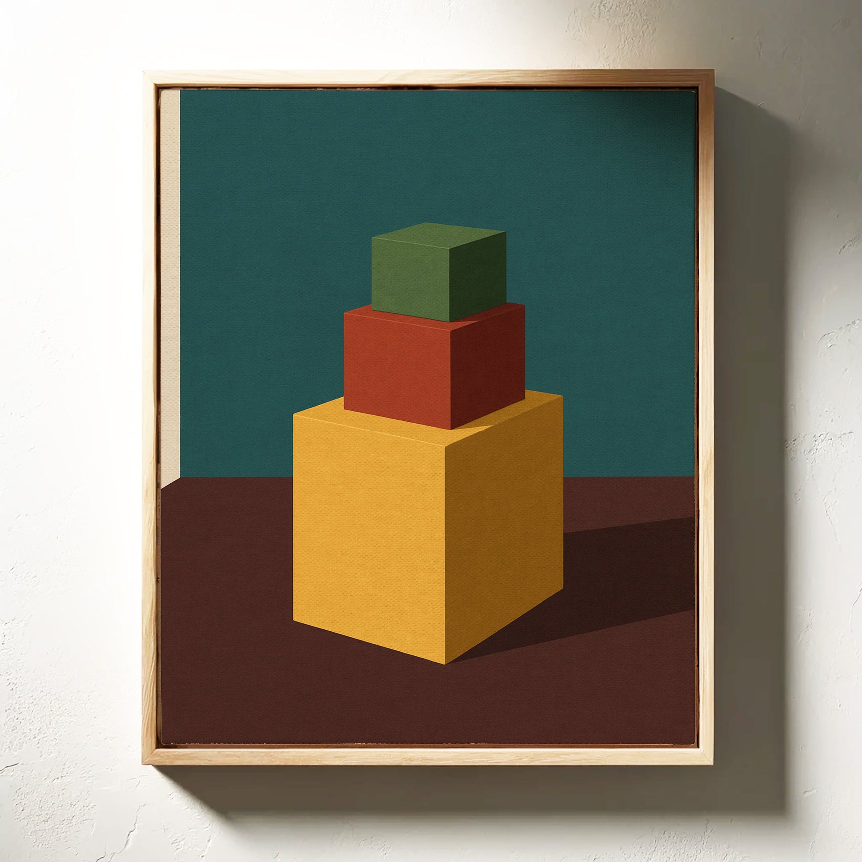 Minimalist Geometric Art Print - Bold Colorful Cubes