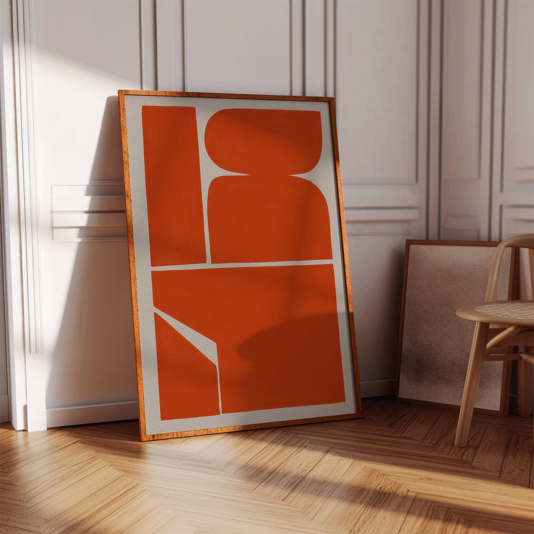 Vibrant Geometric Abstract Art Print in Bold Orange