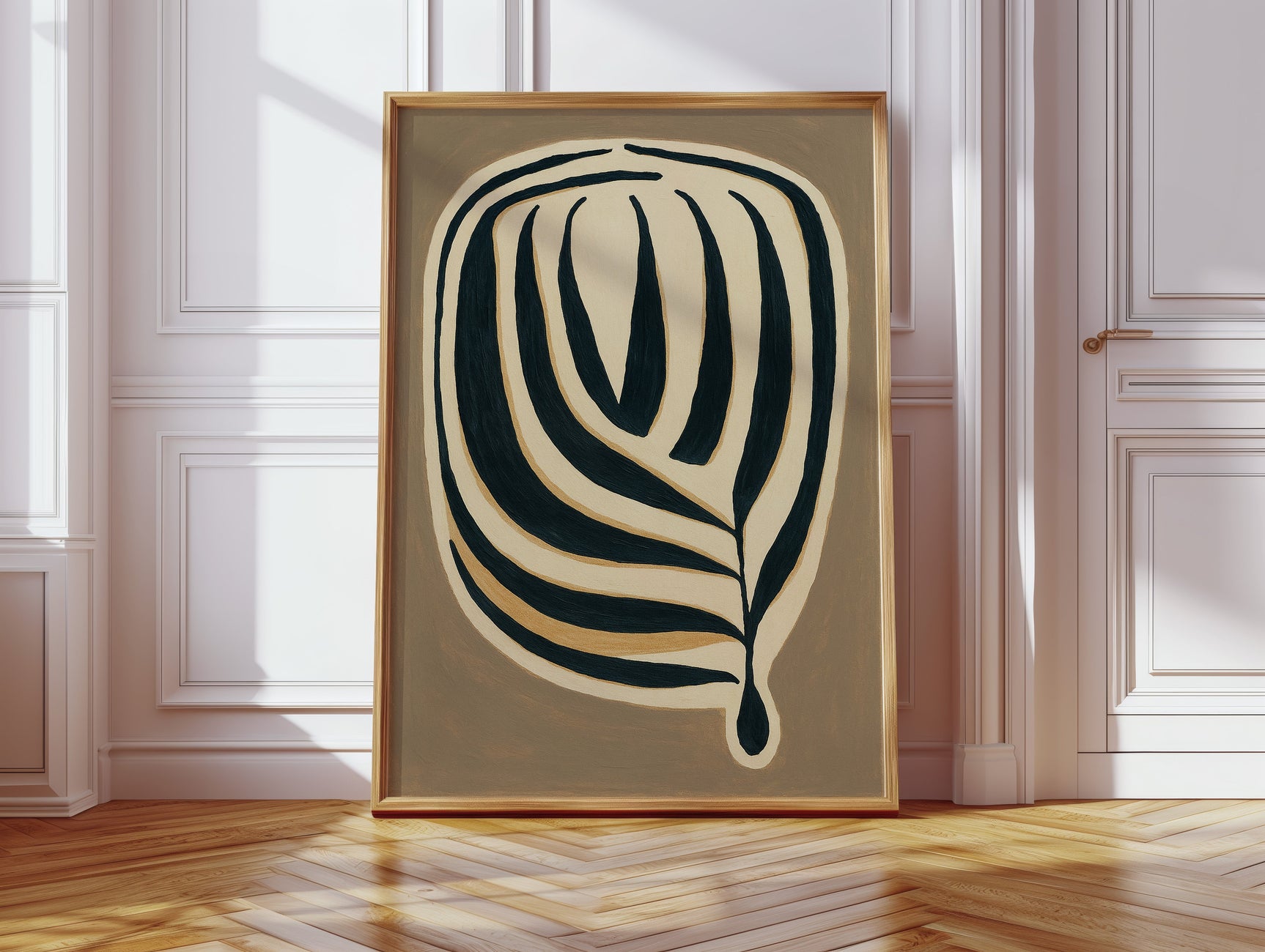 Earthy Elegance - Minimalist Leaf Canvas Art